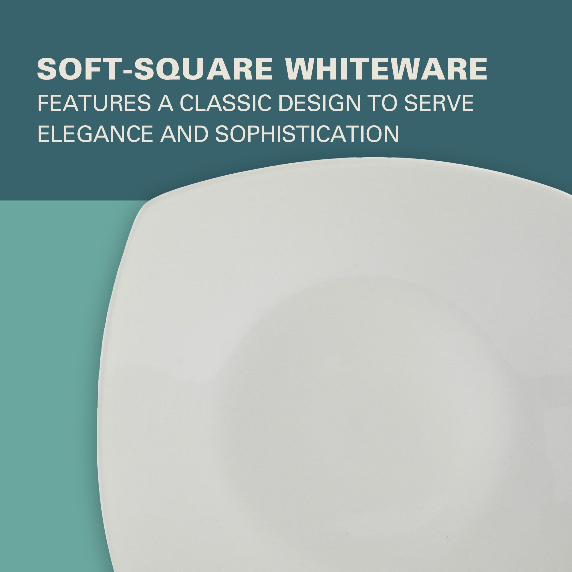 Gibson Home Zen Buffet 16-Piece Porcelain Dinnerware Set, Square Plates & Bowls, Service for 4, White - Image 9