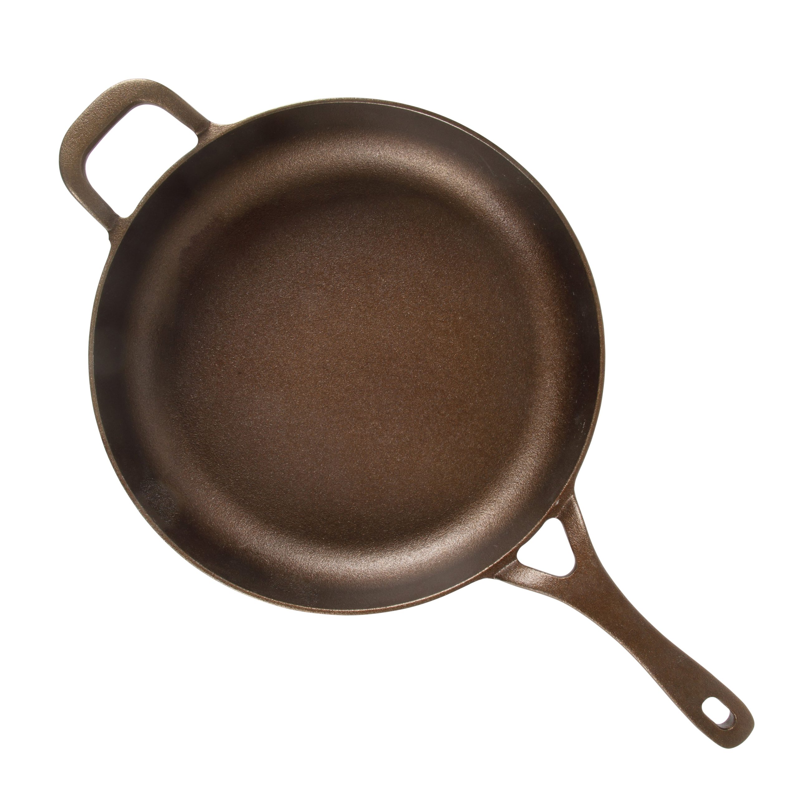 Bloomhouse Natural Bronze Finish Cast Iron Skillet with Long Handle, Helper Handle & Olive Wood Trivet – Olive Oil Treated Fry Pan, Oven & Stovetop Safe - Image 5