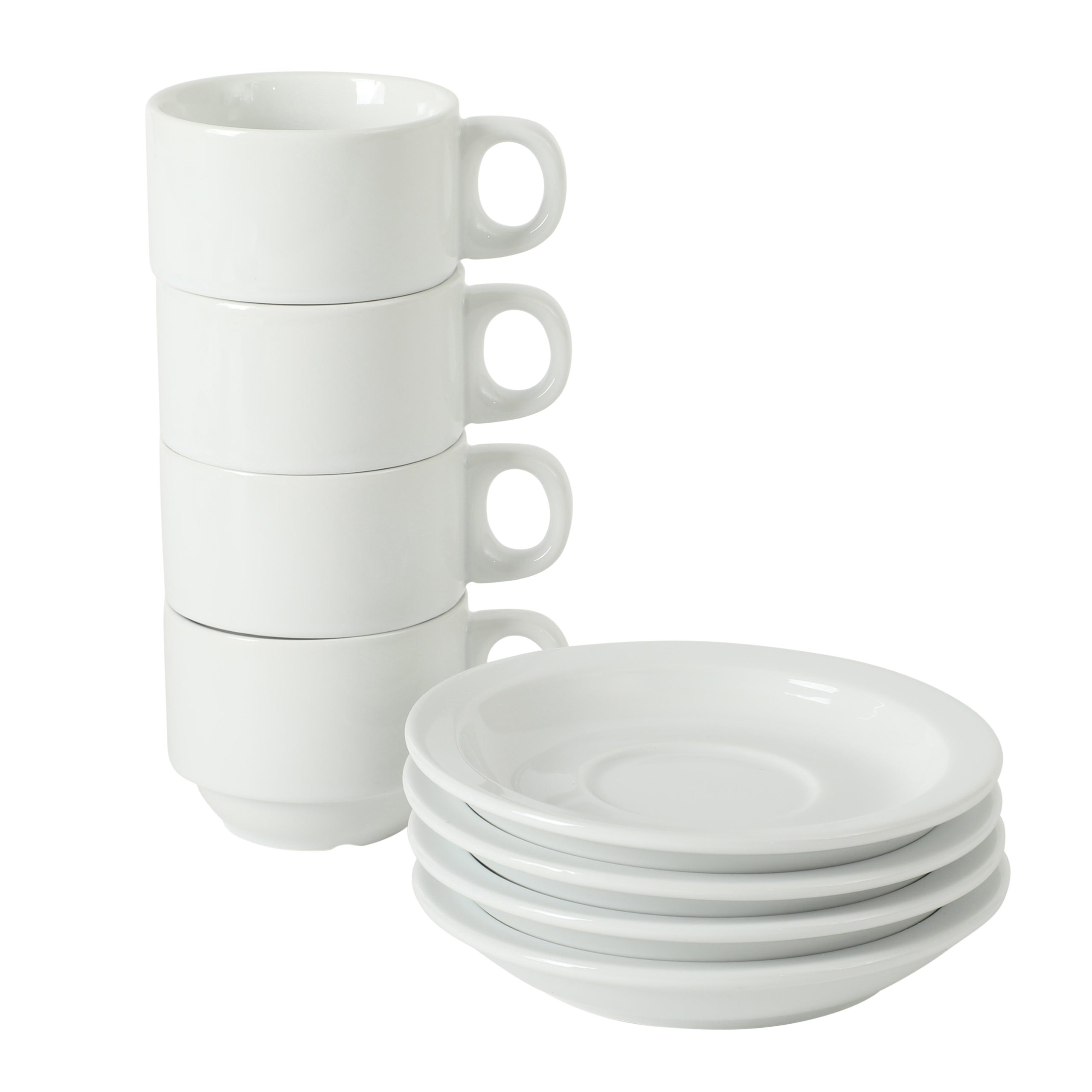 Gibson Home Gracious Dining 3-Ounce Espresso Cups Set of 4, Small Stackable Coffee Cups with 4 Saucers, Metal Stand, Ceramic Demitasse Mugs, Espresso Accessories for Machine - Image 6