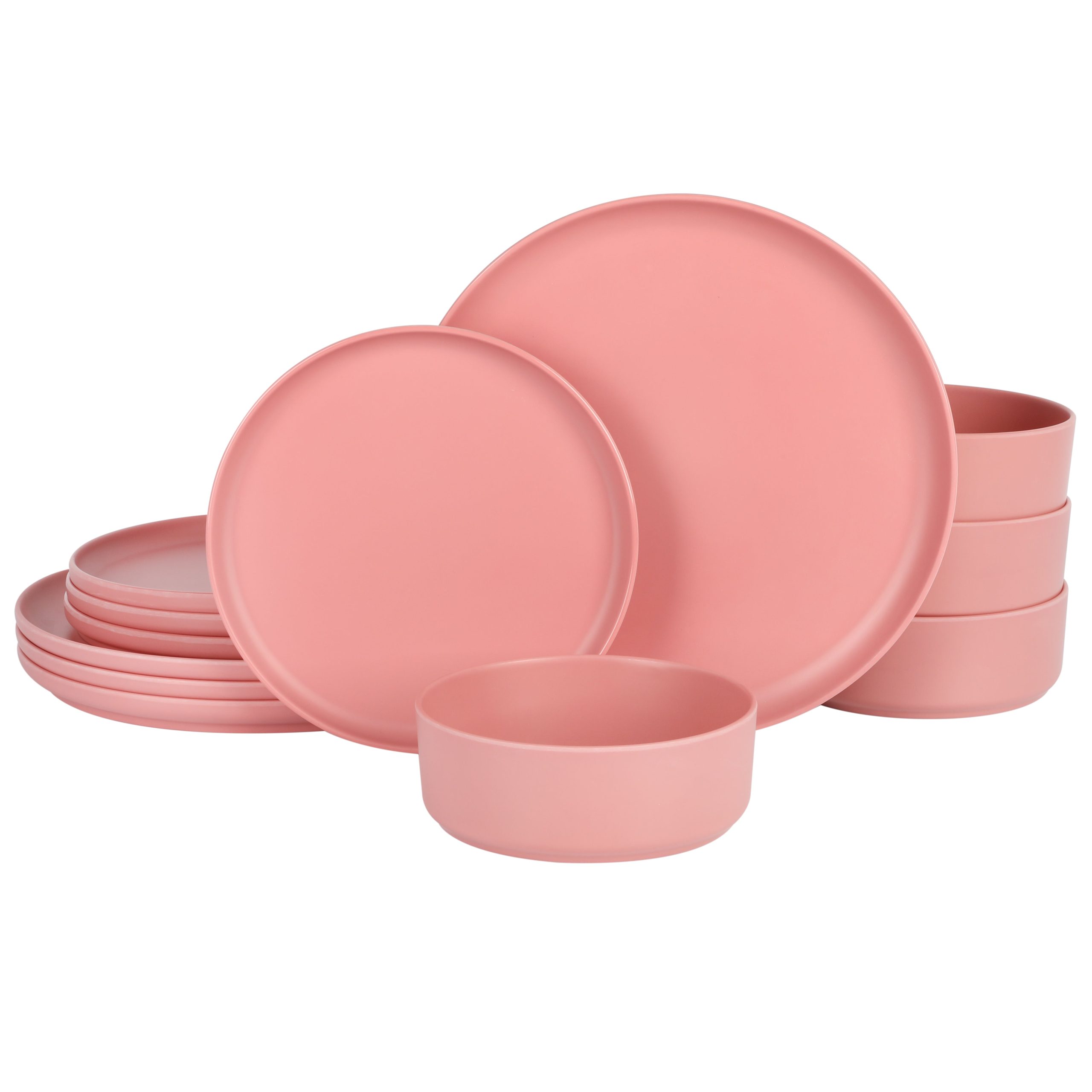 Gibson Home Canyon Crest 12-Piece Stackable Matte Melamine Dinnerware Set - Image 9