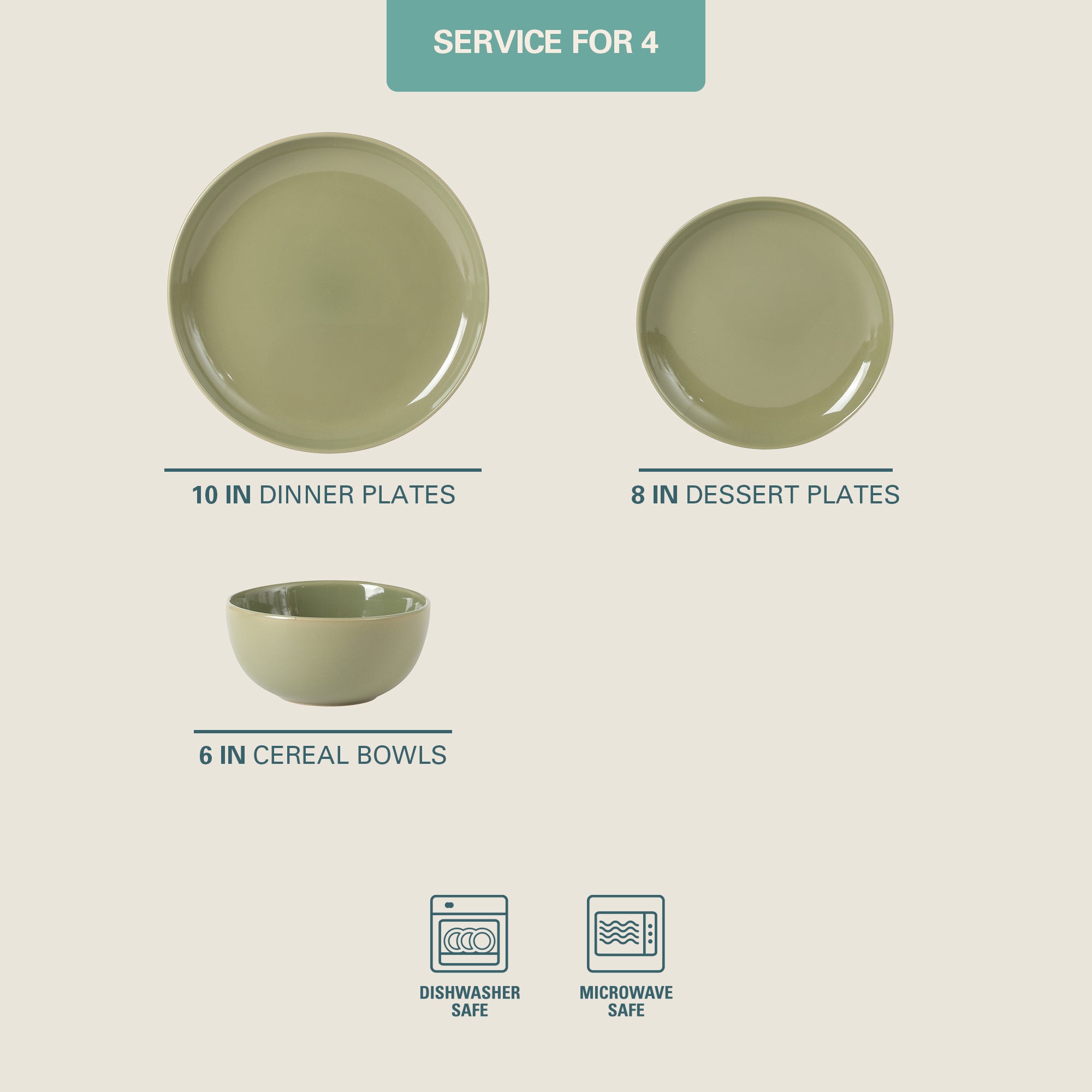 Gibson Home Rockaway 12 Piece Plates and Bowls Matte Outside/Shiny Inside Glaze Service for 4 Dinnerware Set - Brown - Dishwasher and Microwave Safe - Image 8