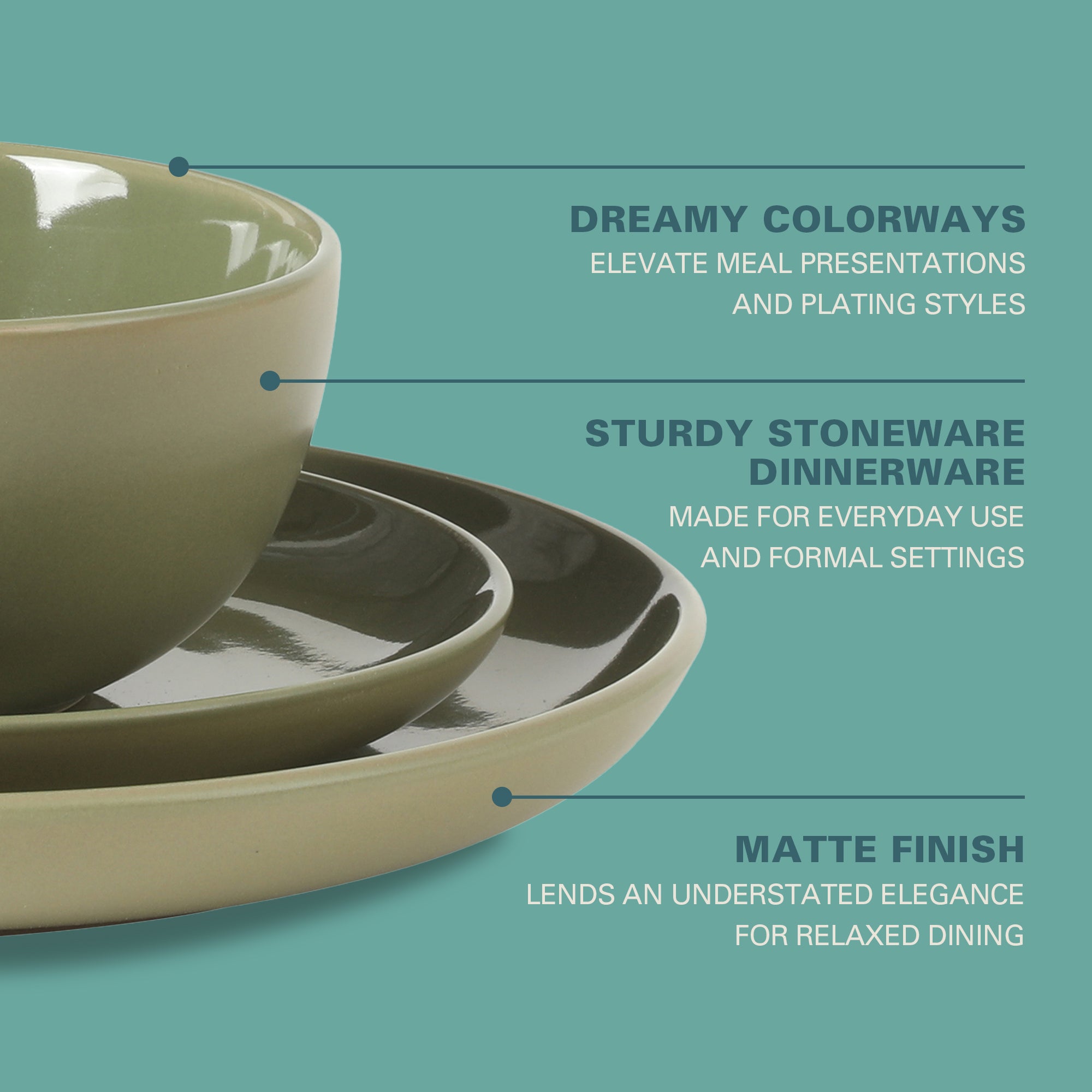 Gibson Home Rockaway 12 Piece Plates and Bowls Matte Outside/Shiny Inside Glaze Service for 4 Dinnerware Set - Brown - Dishwasher and Microwave Safe - Image 9