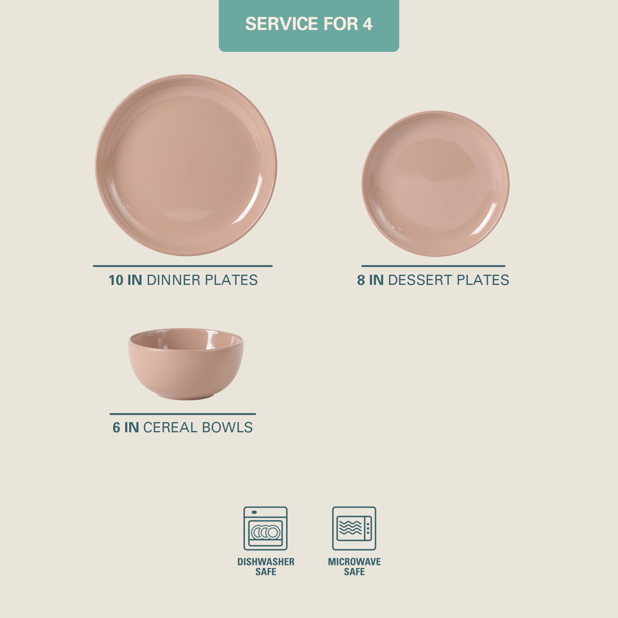 Gibson Home Rockaway 12 Piece Plates and Bowls Matte Outside/Shiny Inside Glaze Service for 4 Dinnerware Set - Brown - Dishwasher and Microwave Safe - Image 14