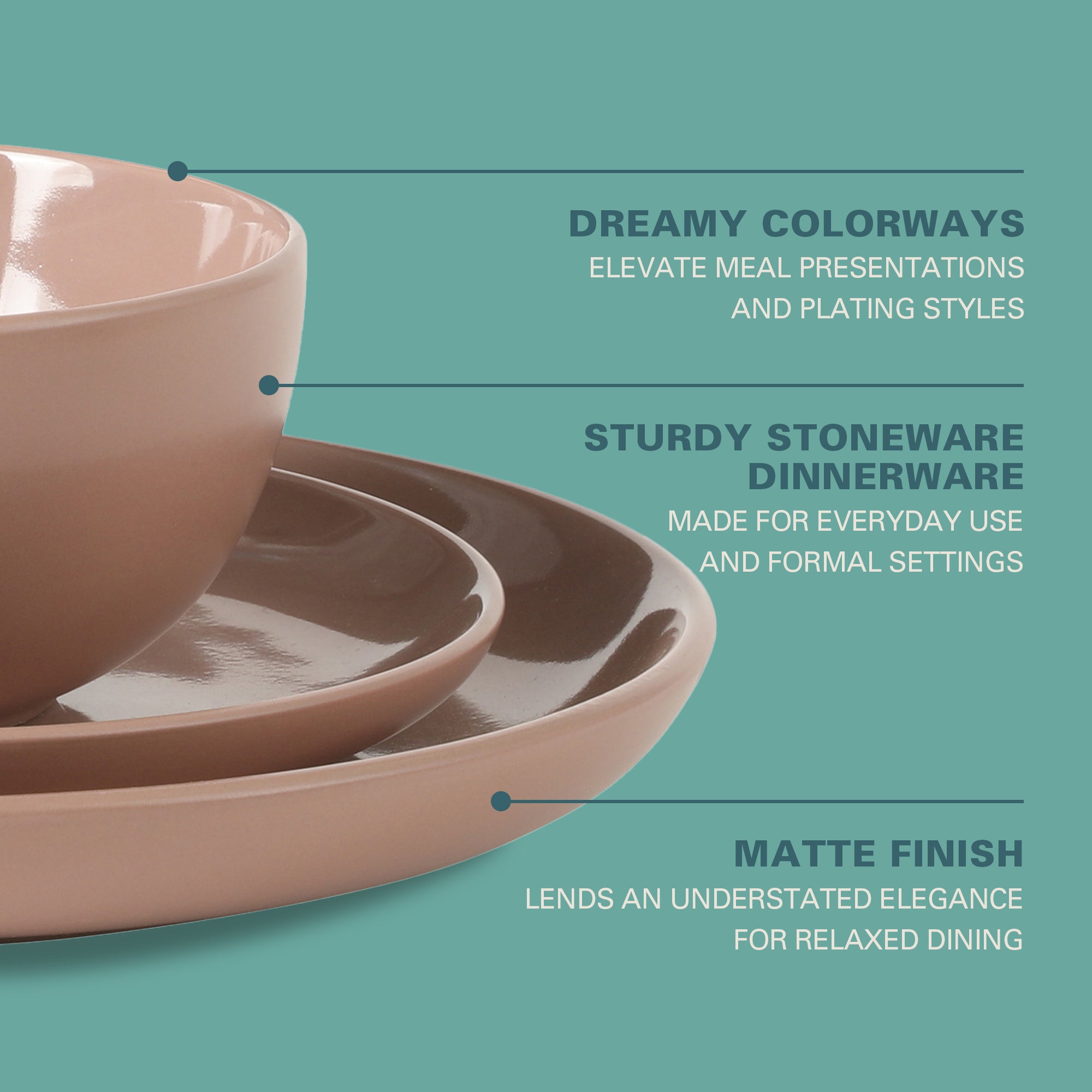 Gibson Home Rockaway 12 Piece Plates and Bowls Matte Outside/Shiny Inside Glaze Service for 4 Dinnerware Set - Brown - Dishwasher and Microwave Safe - Image 15