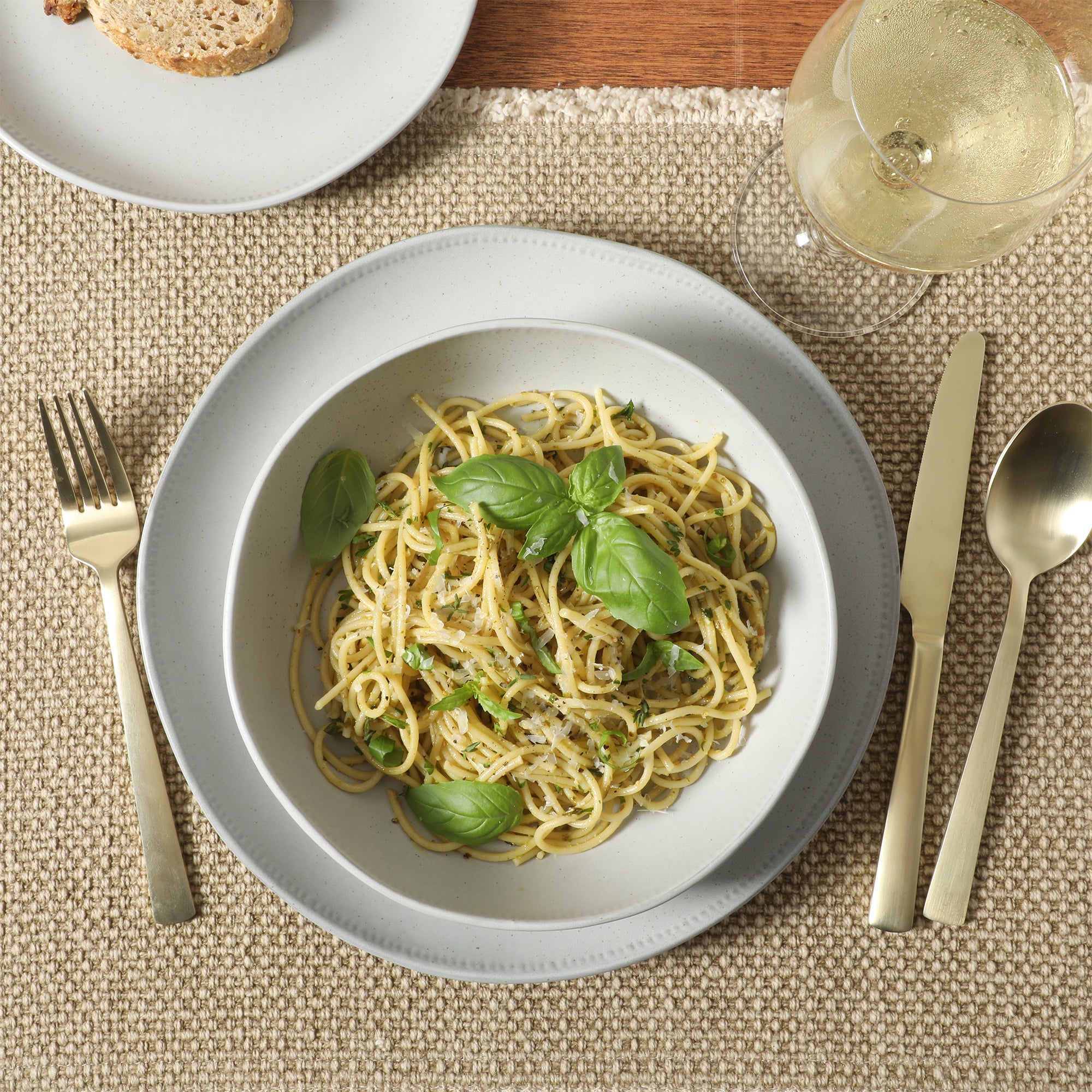 Gibson Elite Menlo Park 16-Piece Pottery Clay Stoneware Dinnerware Set – Reactive Glaze, Embossed Plates and Bowls W/ Pasta Bowl, Service for 4 – Microwave & Dishwasher Safe - Image 7