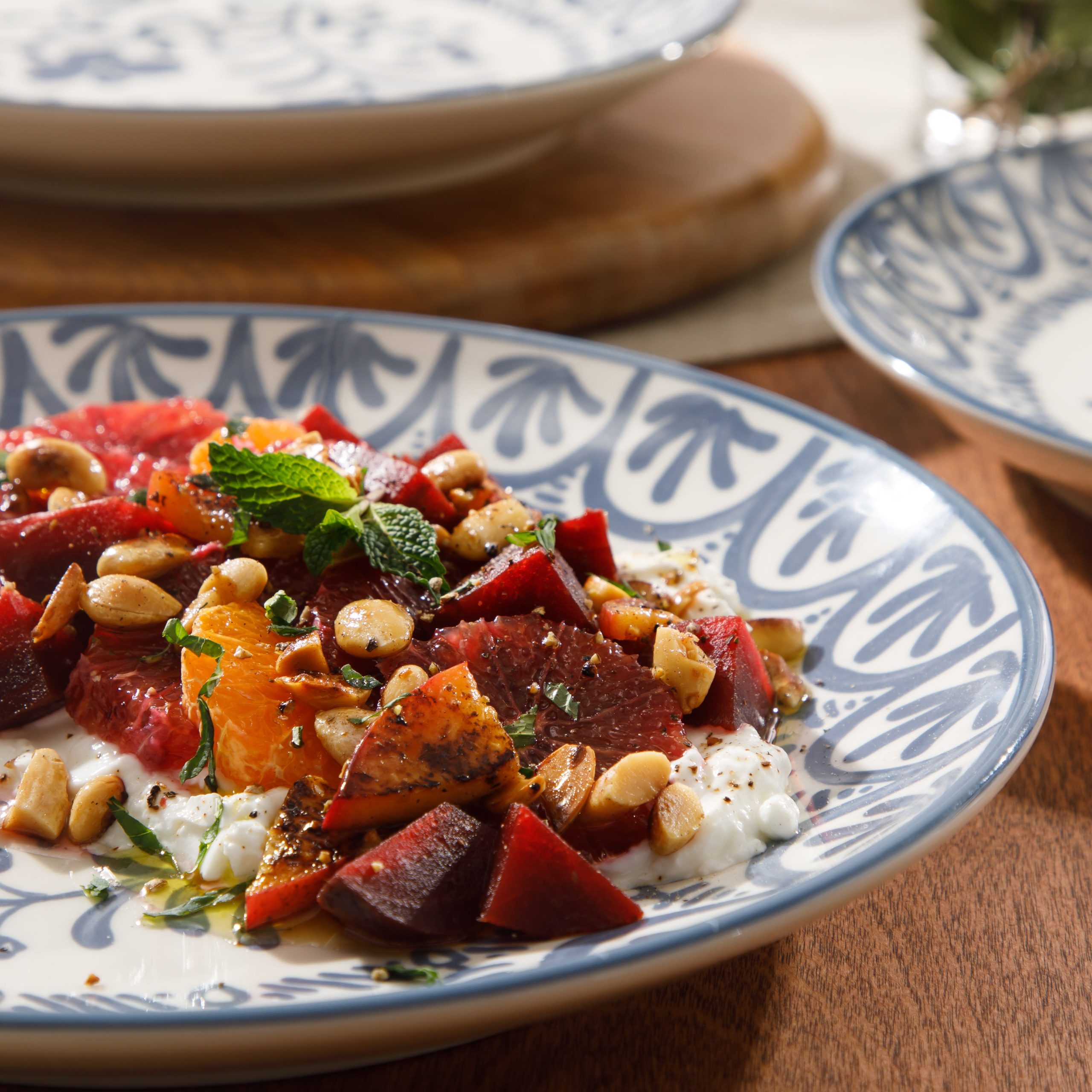 Bloomhouse - 2-Time Oprah’s Favorite Things - Valencia Flor 4 Piece 10.75” Dinner Plate Set, Stoneware Plates, Mediterranean Floral Decal Design, Microwave & Dishwasher Safe - Image 3