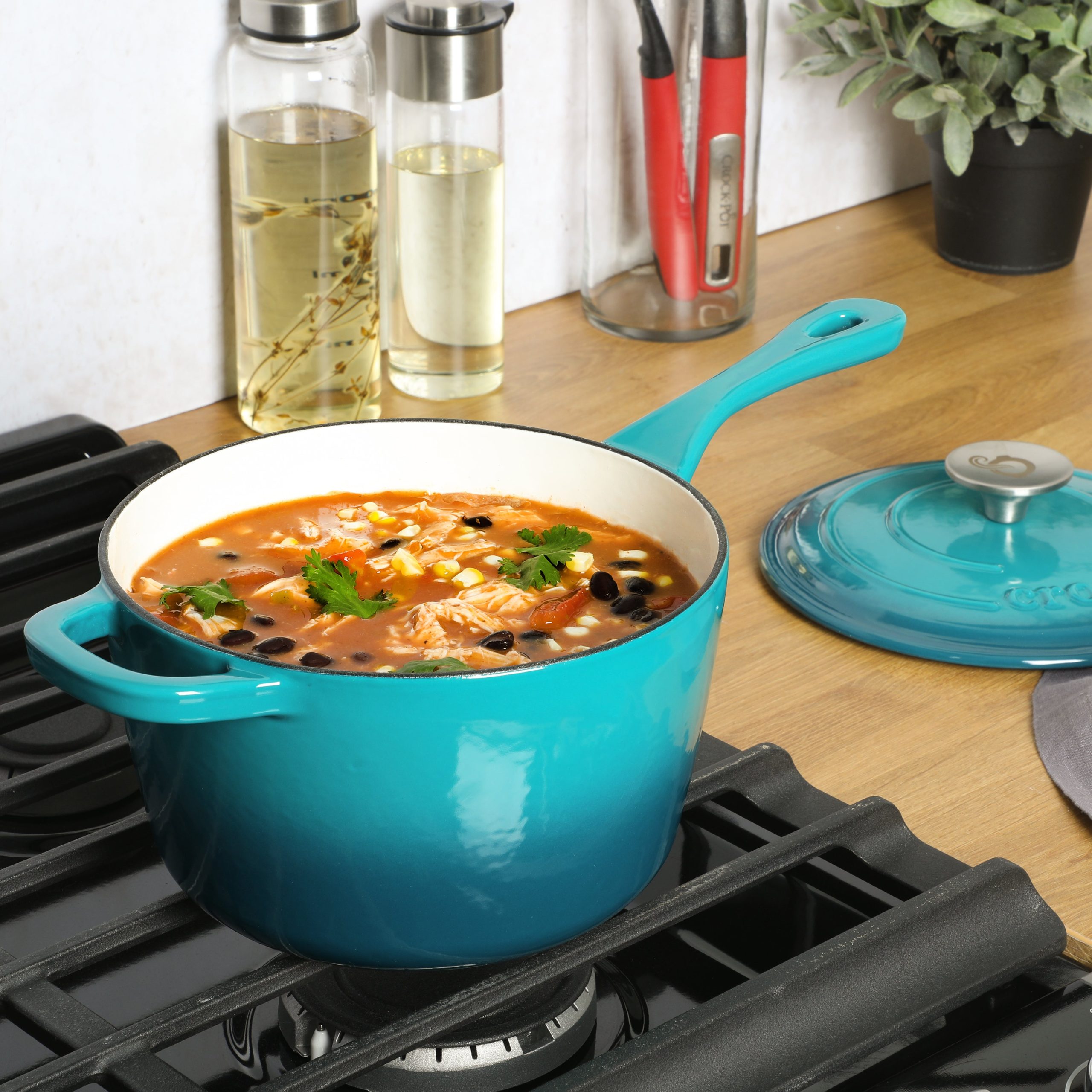 Crock-Pot 3 Qt Enamel Cast Iron Sauce Pan W/Lid - Image 6
