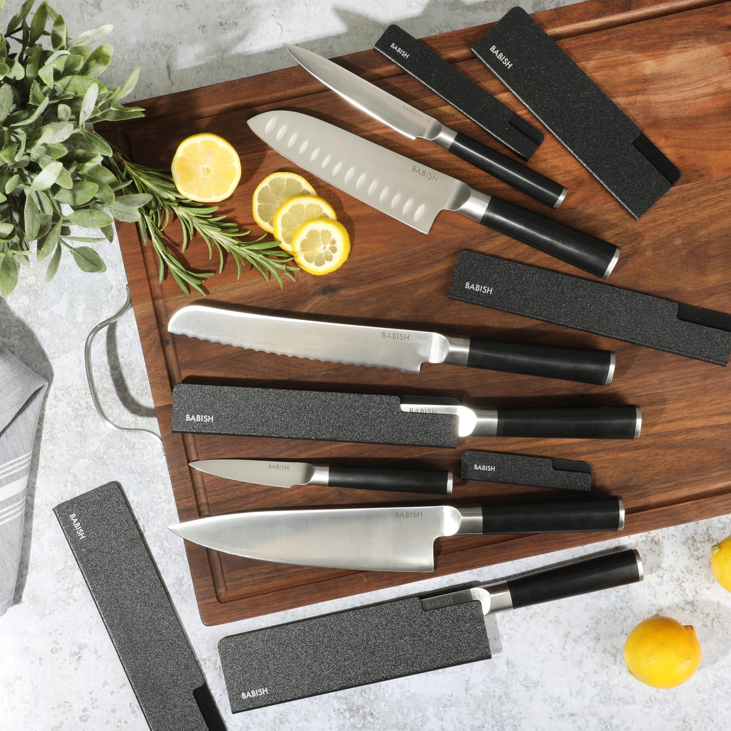 Babish High-Carbon 1.4116 German Steel 14 Piece Full Tang Forged Knife Set W/ Sheaths - Image 2