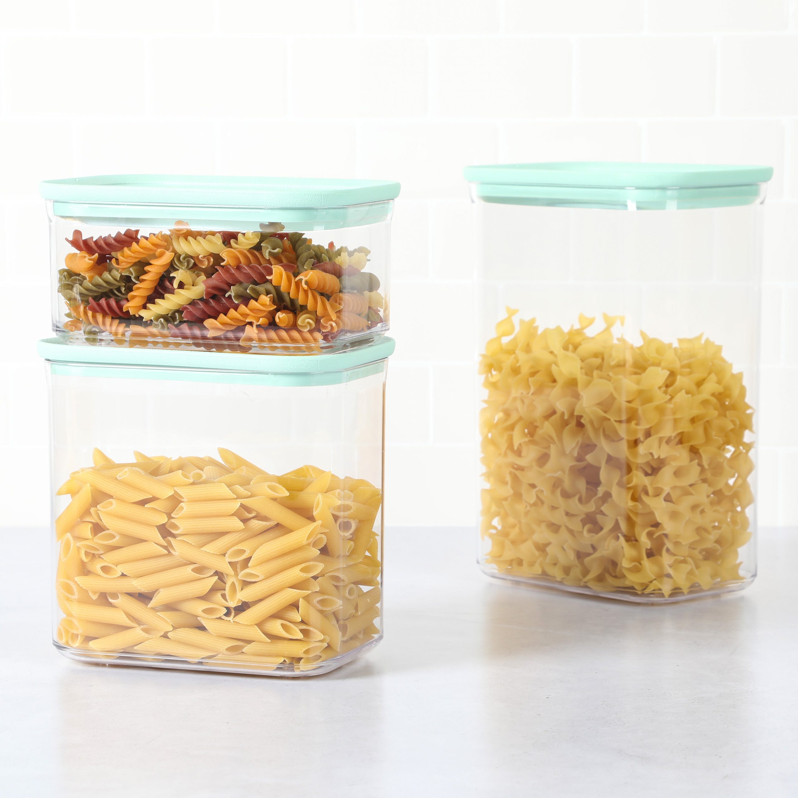 Martha Stewart Langstaff 6 Piece (92oz, 60oz, 26oz) Stackable Rectangular Container Set w/ Martha Blue Lids - Image 3
