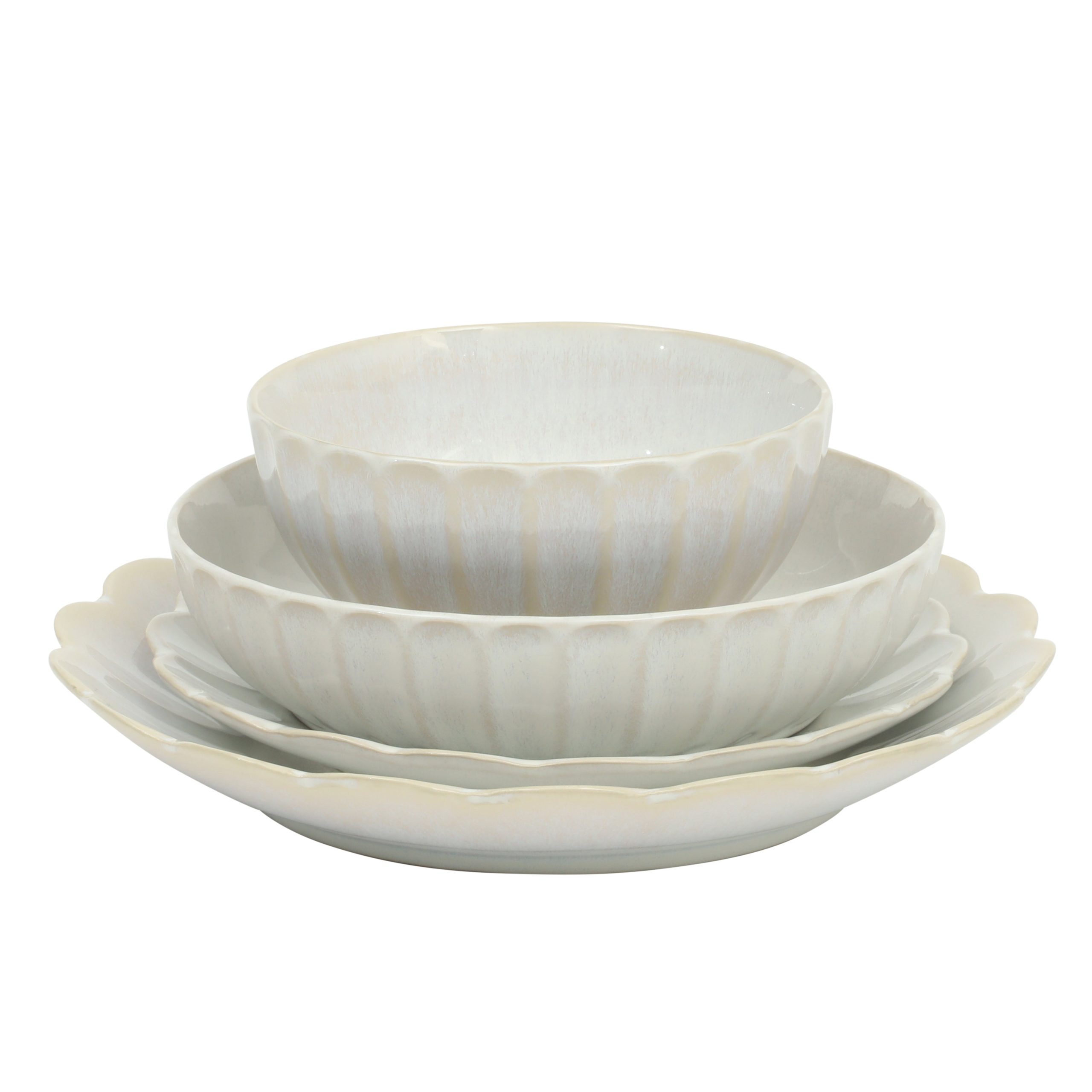 Gibson Elite Malibu Shore 16-Piece Scalloped Stoneware Reactive Glaze (Service for 4) Ceramic Plates and Bowls Dinnerware Set - Image 12