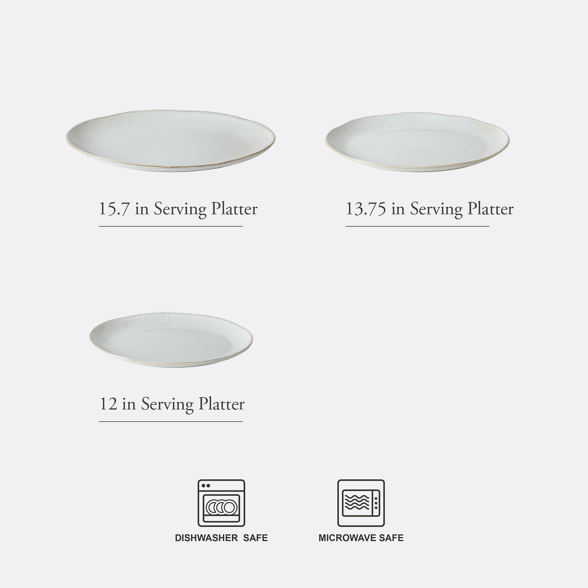Gibson Elite Sandy Pines 3 Piece Oval Platter Set, 15.7”, 13.75” & 12” Stoneware Serving Platters, Reactive Glaze Finish, Microwave & Dishwasher Safe - Image 15