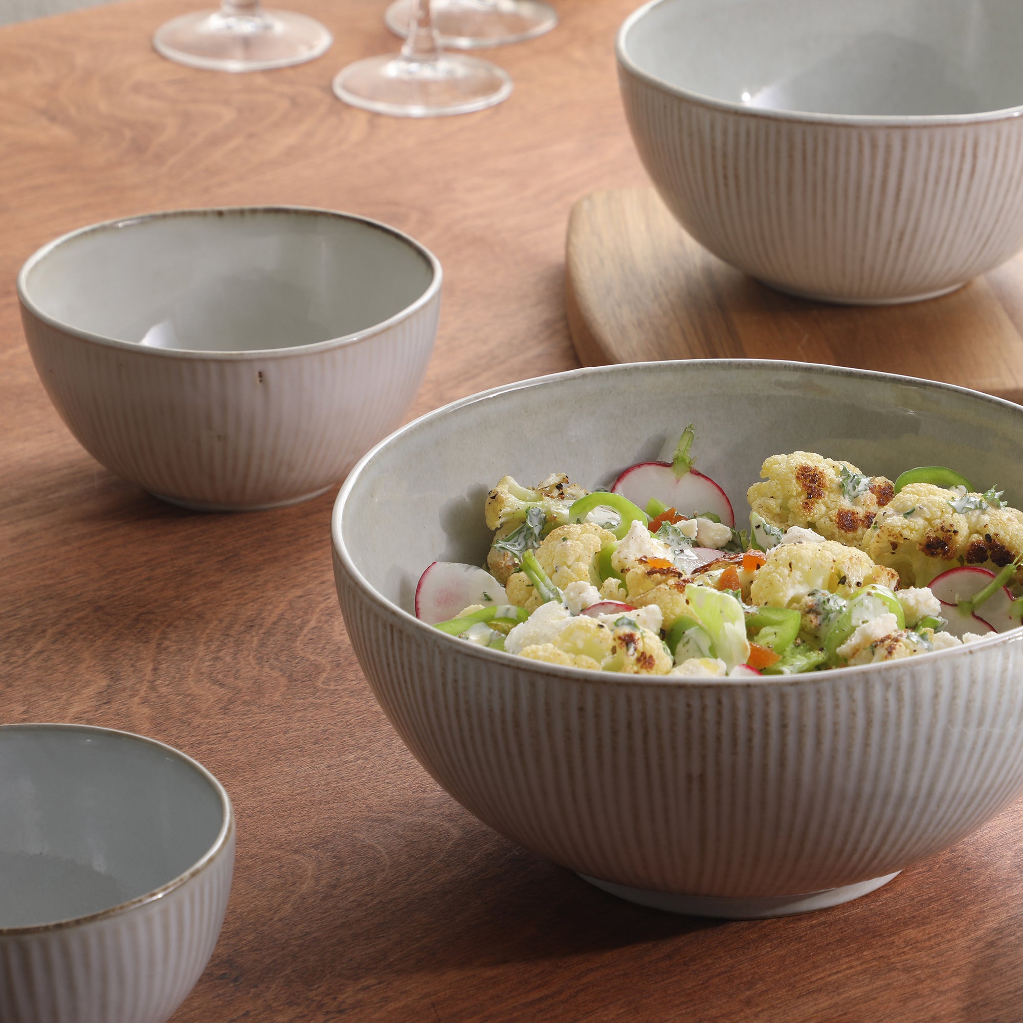 Gibson Elite Sandy Pines 4 Piece Nesting Bowl Set, 4”, 5.5”, 7” & 9” Round Stoneware Bowls, Reactive Glaze Finish, Mixing, Prep & Serving Bowls, Microwave & Dishwasher Safe - Image 14