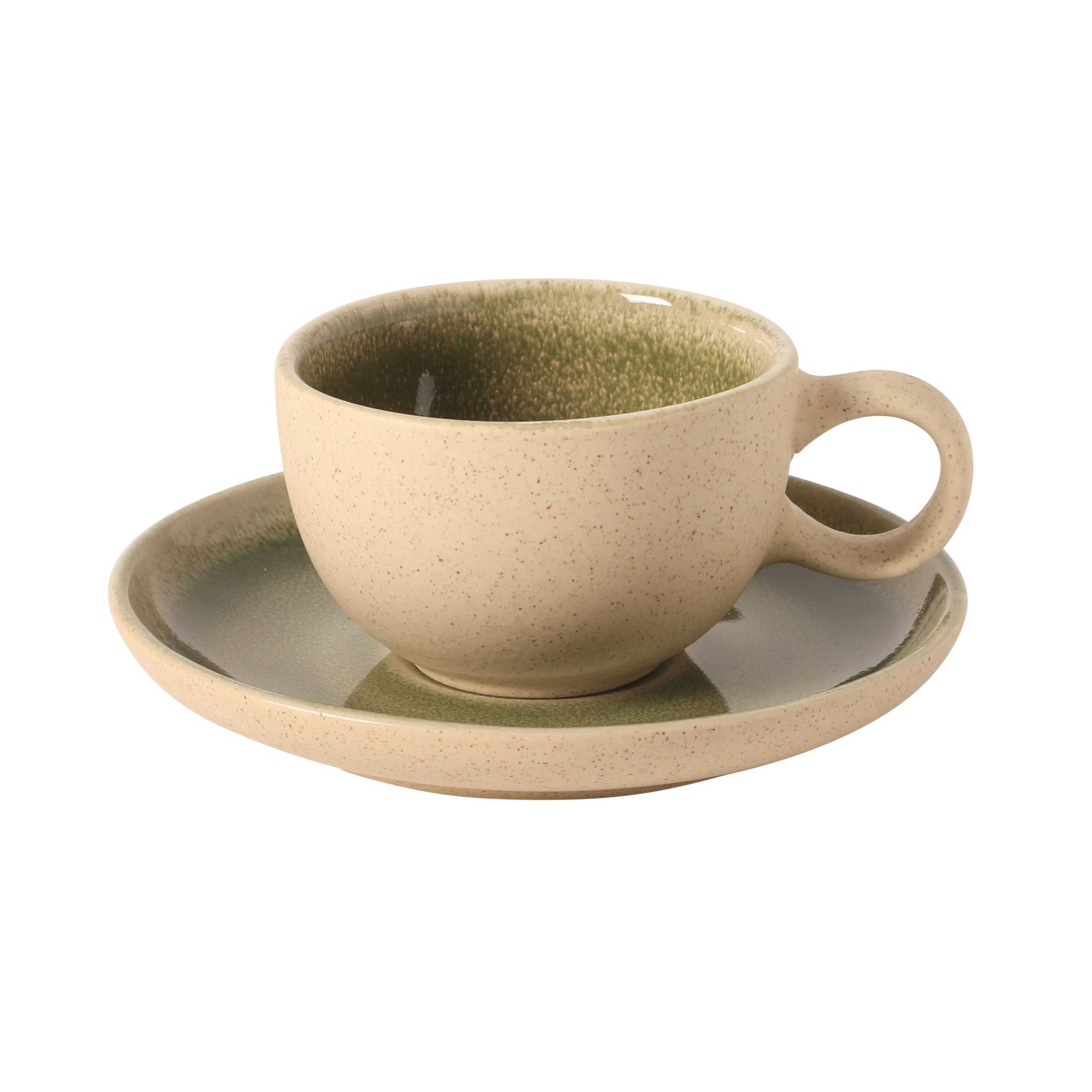 Gibson Elite Manila Bay 8-Piece Stoneware 5 oz Cup and Saucer Set, Reactive Glaze Espresso & Coffee Cups with Saucers, Assorted Colors - Image 5