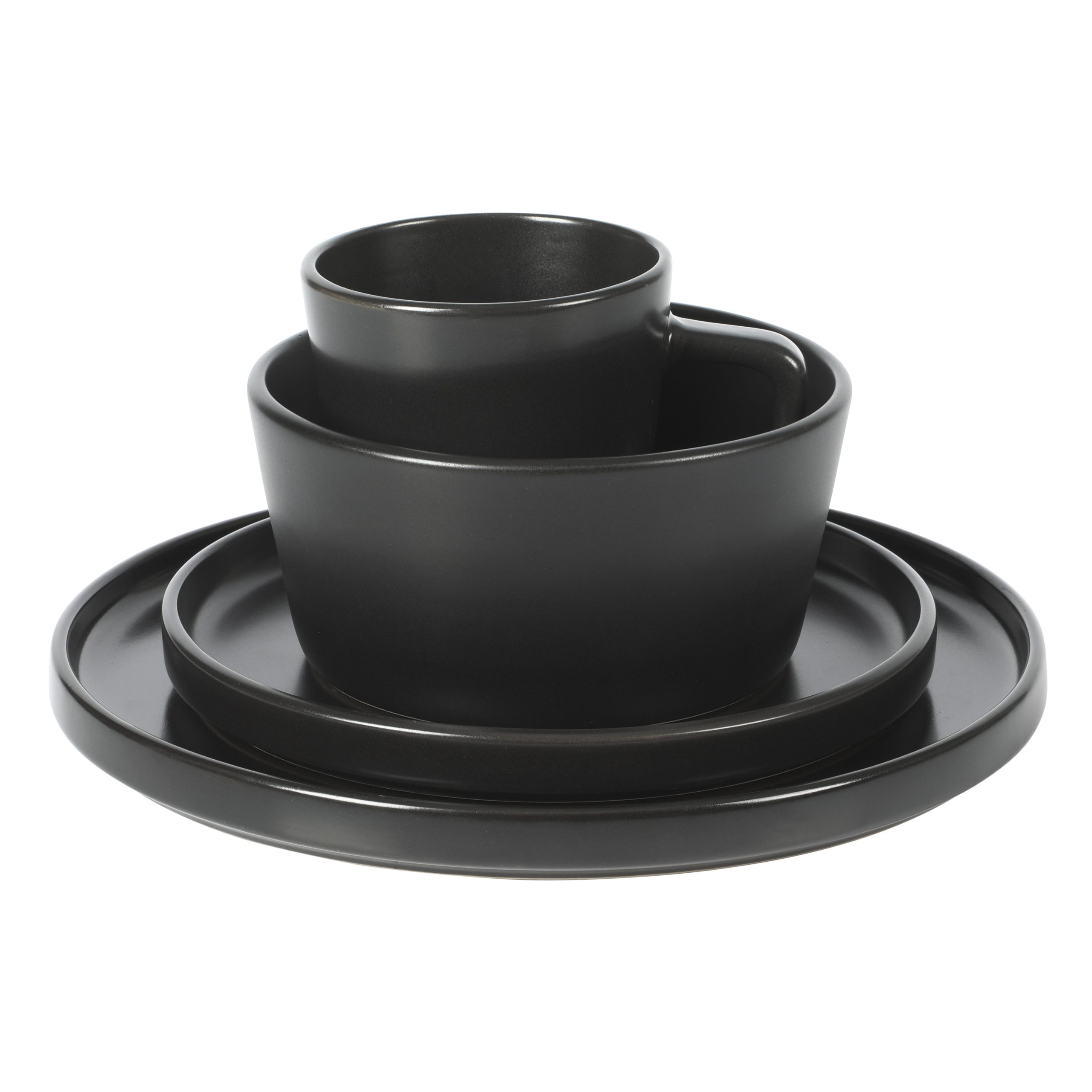 Gibson Home Bowery 32 Piece Matte Black Stoneware Dinnerware Plates, Bowls, and Mugs Set - Service for 8 - Image 5
