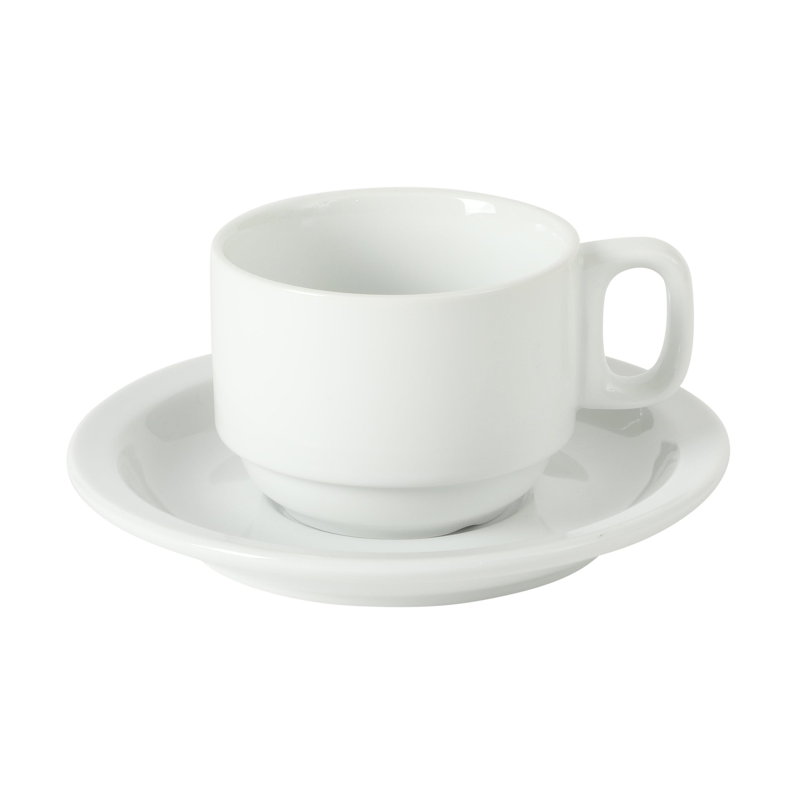 Gibson Home Gracious Dining 7-Ounce Cappuccino Cups Set of 4, Stackable Coffee Cups with 4 Saucers, Metal Stand, Coffee Mugs for Latte, Café, Mocha, Tea - Image 6