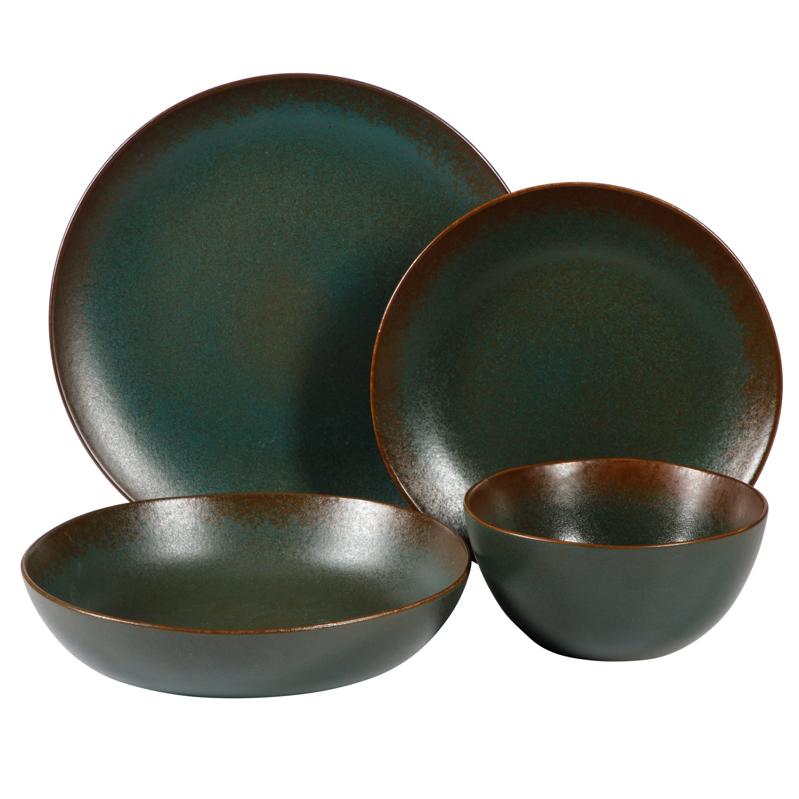 Bloomhouse Palermo Sun 16-Piece Double Bowl Stoneware Reactive Glaze Plates and Bowls Dinnerware Set - Image 4