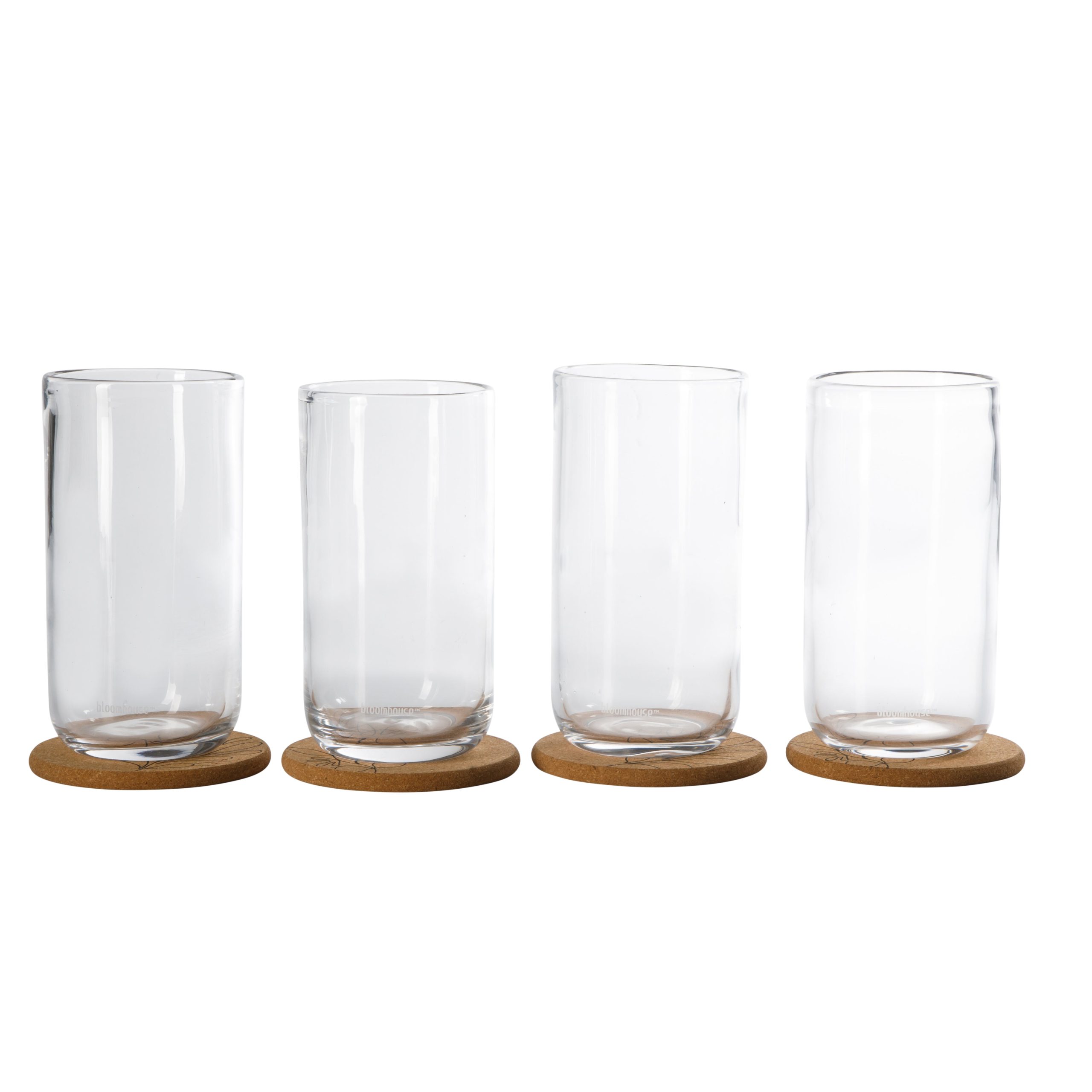 Bloomhouse Sayulita Spring 8 Piece Hand Made 21 OZ Jadeite Clear Glass Tumbler Set W/ Coasters - Image 6