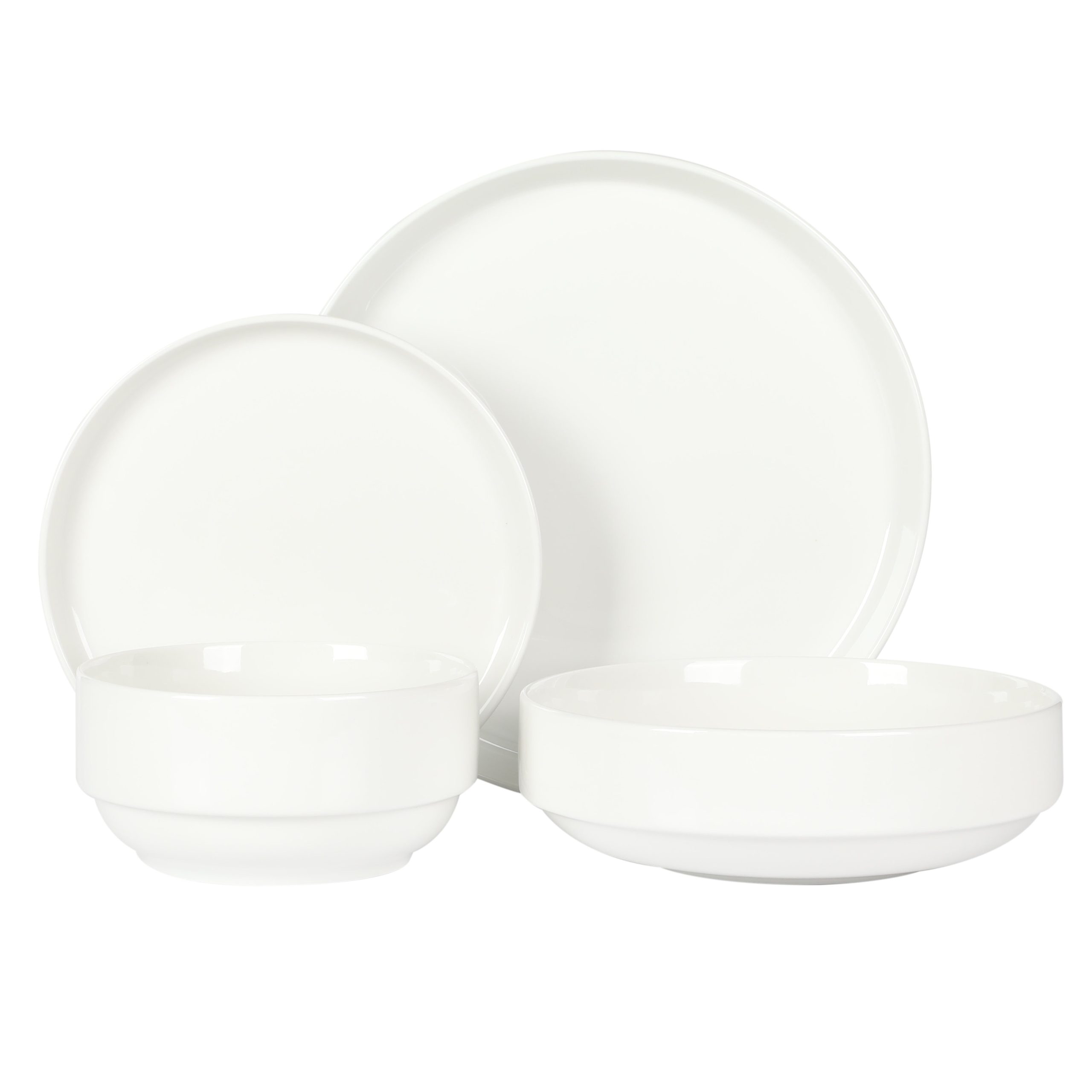 Gibson Home Rothernberg 16 Piece Stackable Porcelain Plates and Bowls Dinnerware Set - Image 5