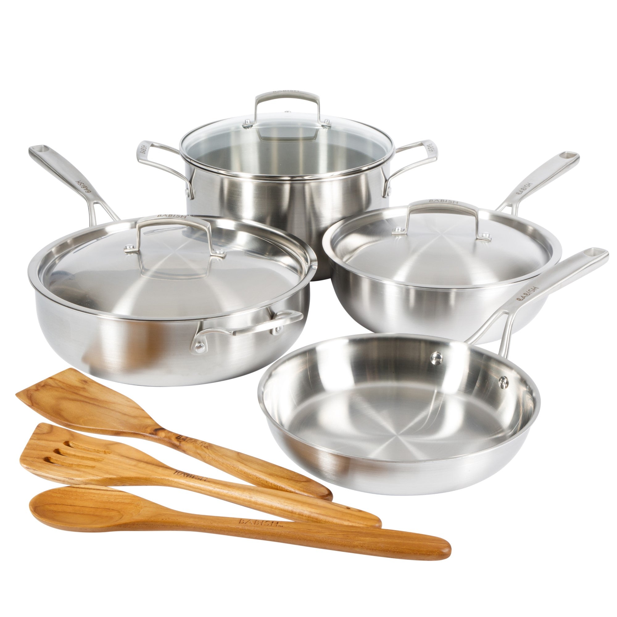 Babish 10 Piece Professional Tri Ply Non Toxic Pots and Pans Cookware Set - Image 3