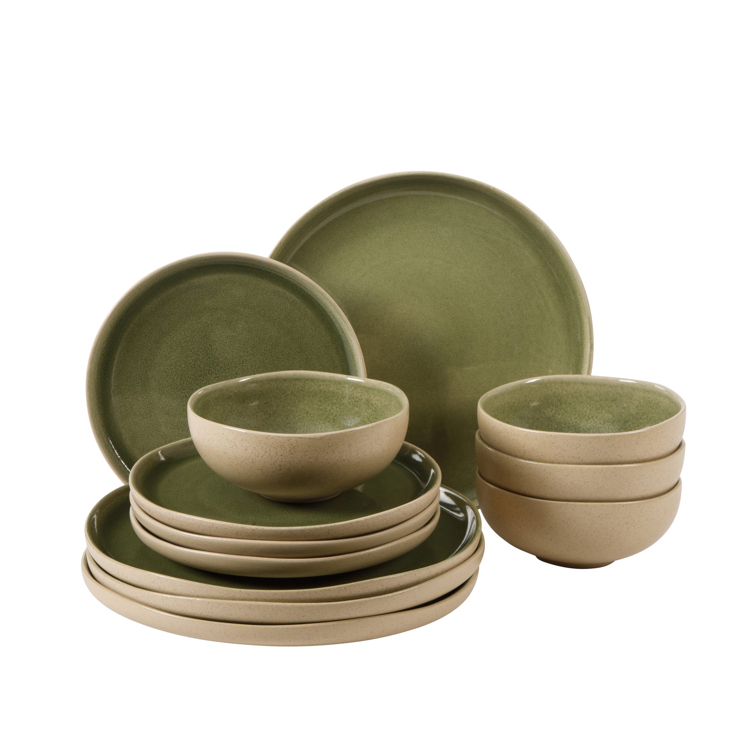 Gibson Elite Manila Bay 12-Piece Stoneware Dinnerware Set, Service for 4, Reactive Glaze Modern Artisan Plates, Bowls & Mugs, Round Design - Image 15