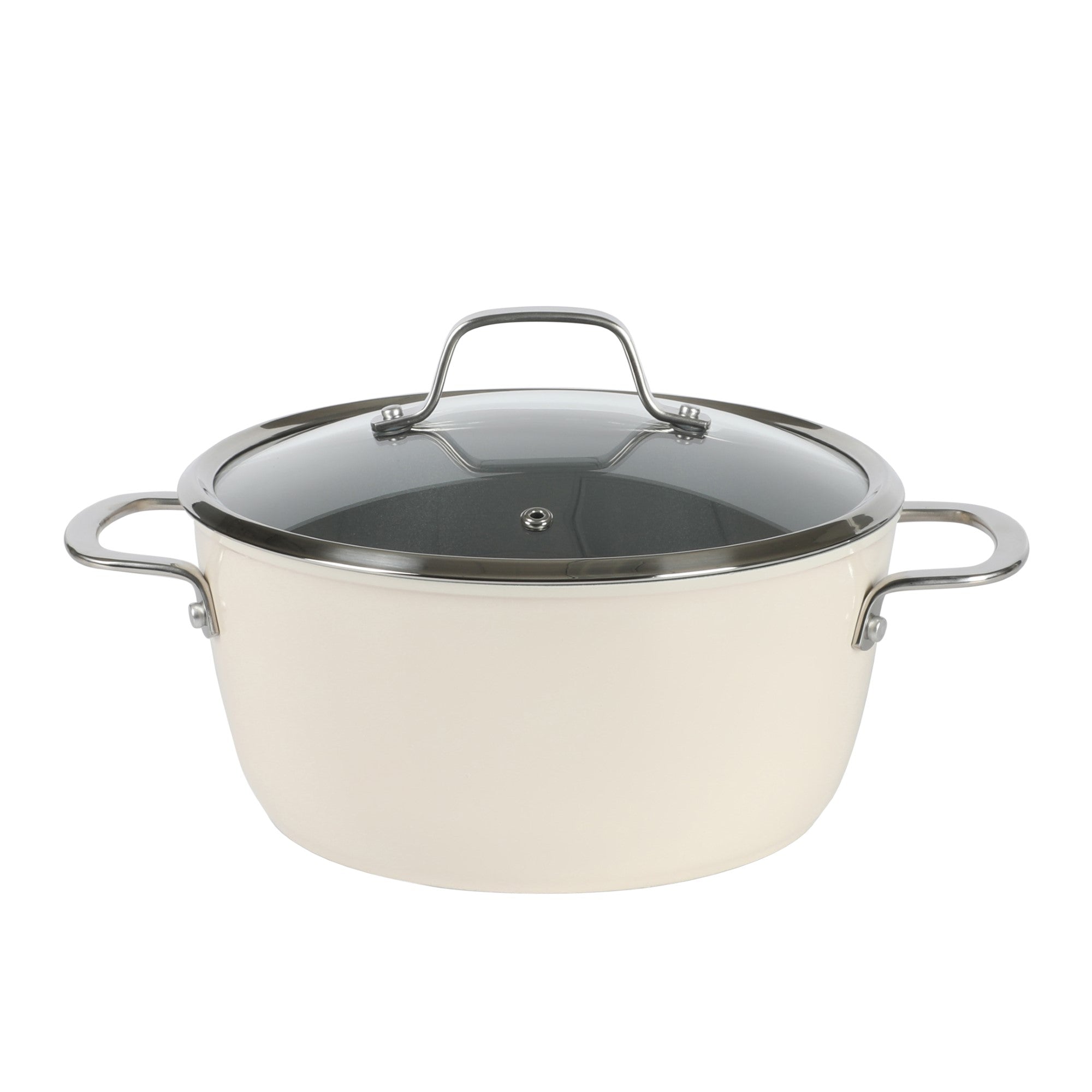 Sur La Table Kitchen Essentials Viva La Cantina 10 Piece PFA Free Titanium Ceramic Nonstick Interior Forged Aluminum Cookware Pots and Pans Set - 2 Tone White & Silver - Induction Compatible - Image 2
