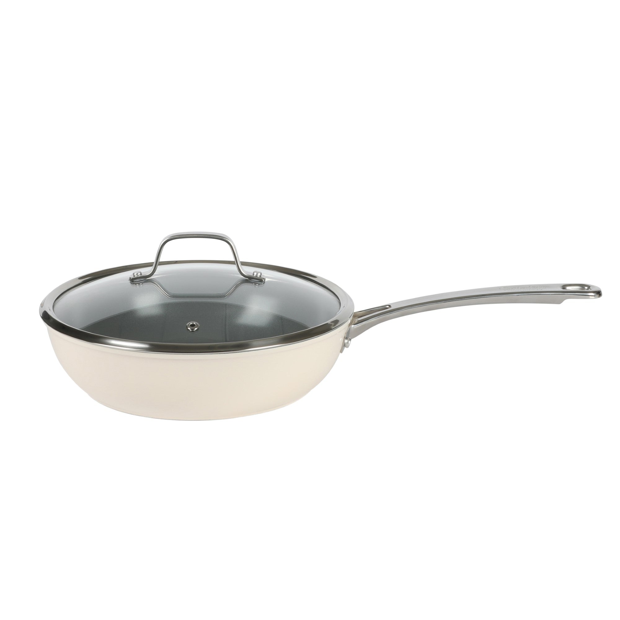 Sur La Table Kitchen Essentials Viva La Cantina 10 Piece PFA Free Titanium Ceramic Nonstick Interior Forged Aluminum Cookware Pots and Pans Set - 2 Tone White & Silver - Induction Compatible - Image 3