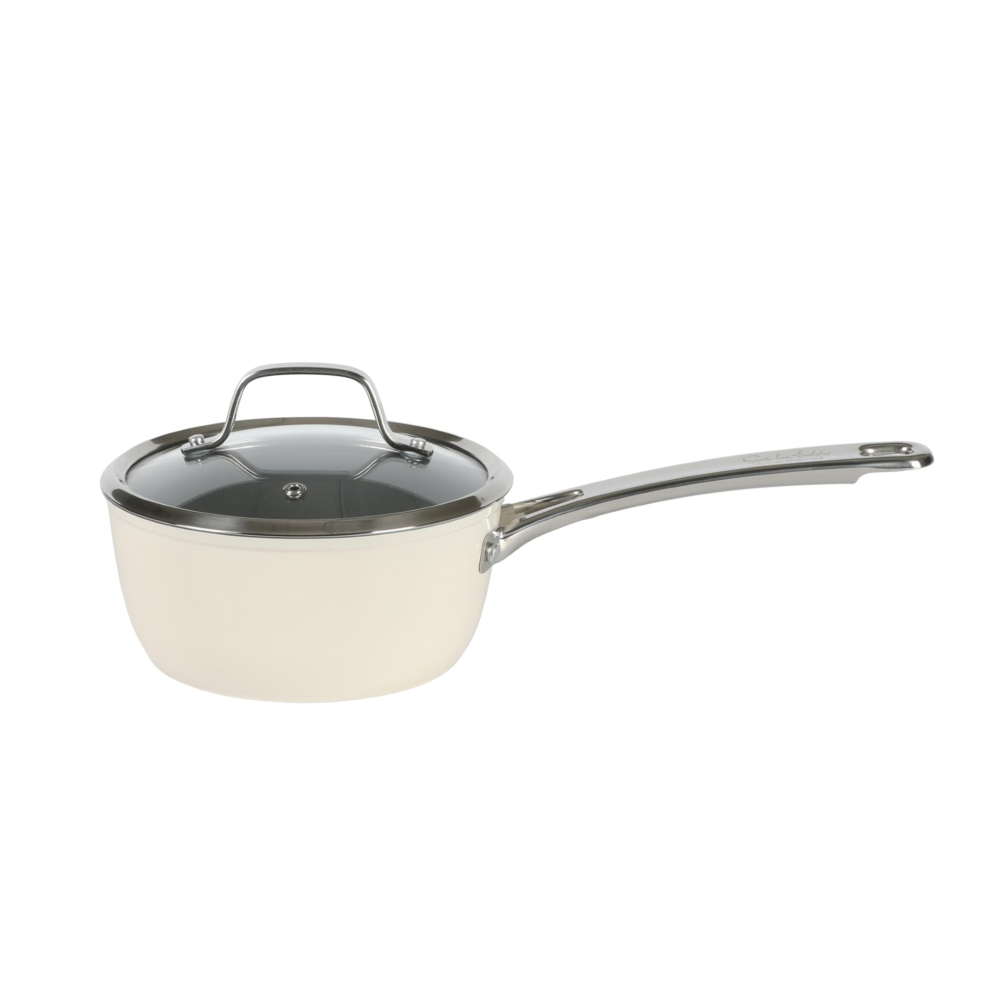 Sur La Table Kitchen Essentials Viva La Cantina 10 Piece PFA Free Titanium Ceramic Nonstick Interior Forged Aluminum Cookware Pots and Pans Set - 2 Tone White & Silver - Induction Compatible - Image 6