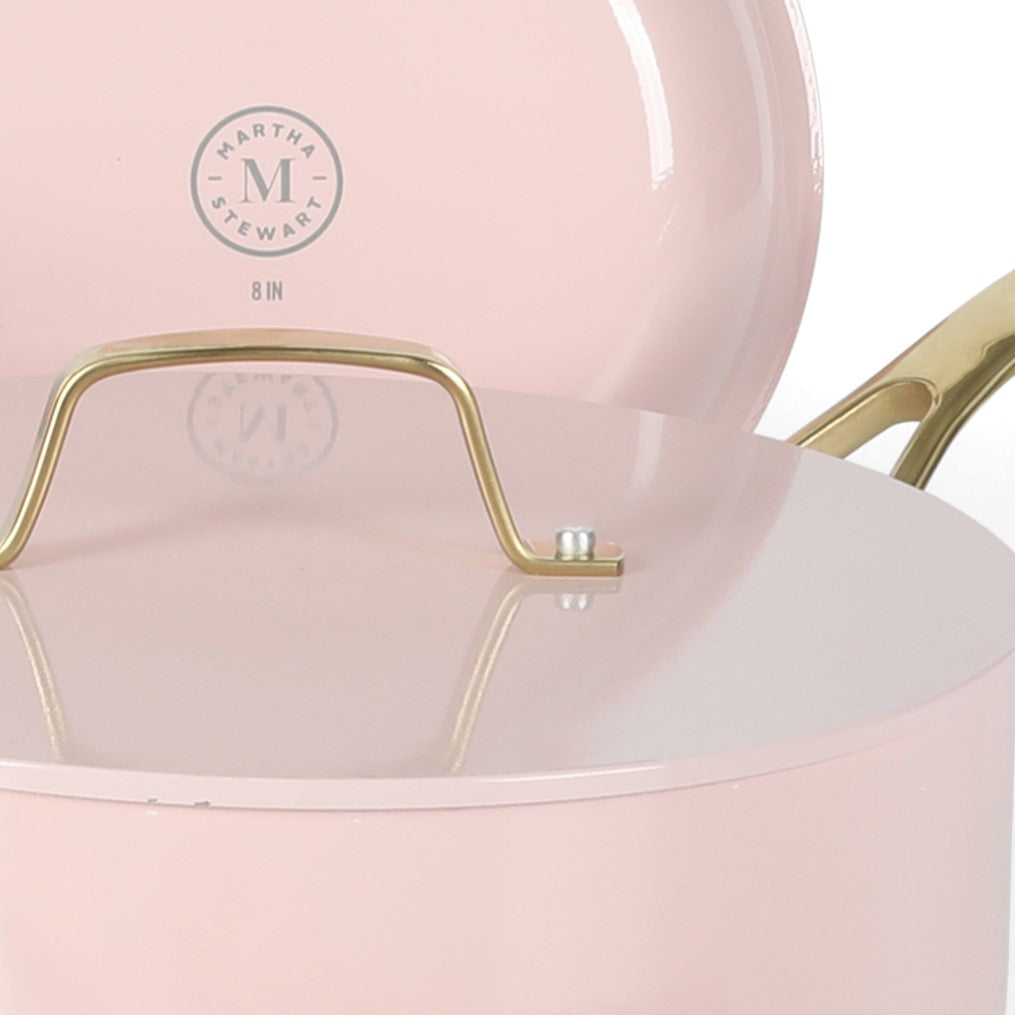 Martha Stewart Galway Premium Nonstick PFA Free Ceramic Interior 10 Piece Heavy Gauge Enamel Aluminum Pots and Pans Cookware Set w/ Aluminum Lids - Image 4