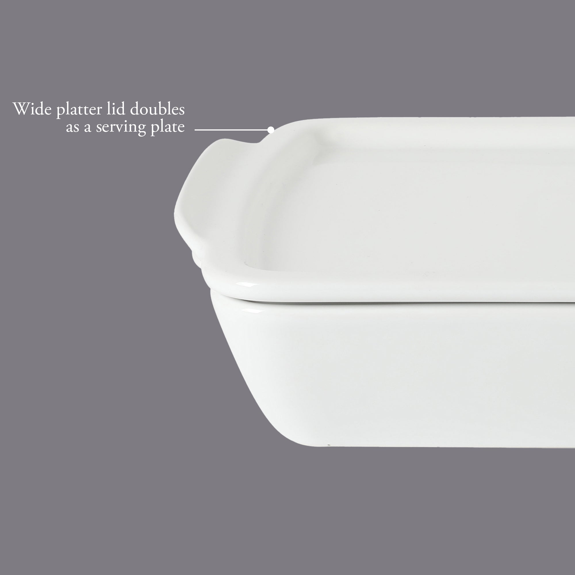 Gibson Home Gracious Dining 2.6-Quart White Stoneware Covered Baking Dish with Multi-Purpose Lid – 12.7 x 9-Inch Rectangular Oven Safe Casserole, Lasagna & Roasting Baker, Lid Doubles as Serveware or Trivet - Image 5