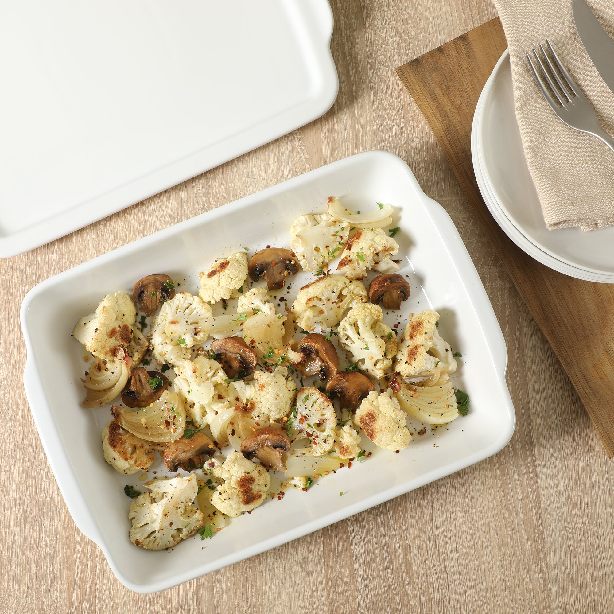 Gibson Home Gracious Dining 2.6-Quart White Stoneware Covered Baking Dish with Multi-Purpose Lid – 12.7 x 9-Inch Rectangular Oven Safe Casserole, Lasagna & Roasting Baker, Lid Doubles as Serveware or Trivet - Image 7