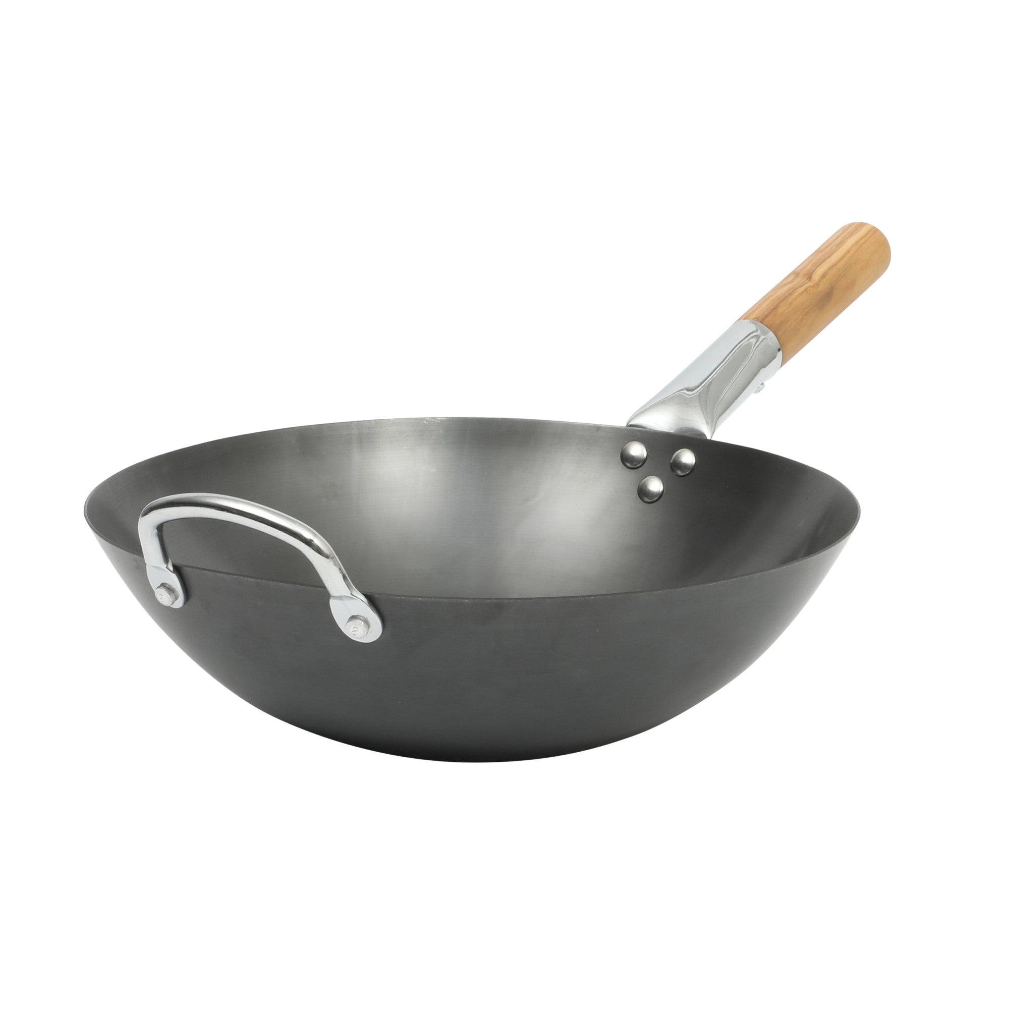 Sur La Table Kitchen Essentials Quick Fire Carbon Steel 13.5" Flat Bottom Wok - Image 3
