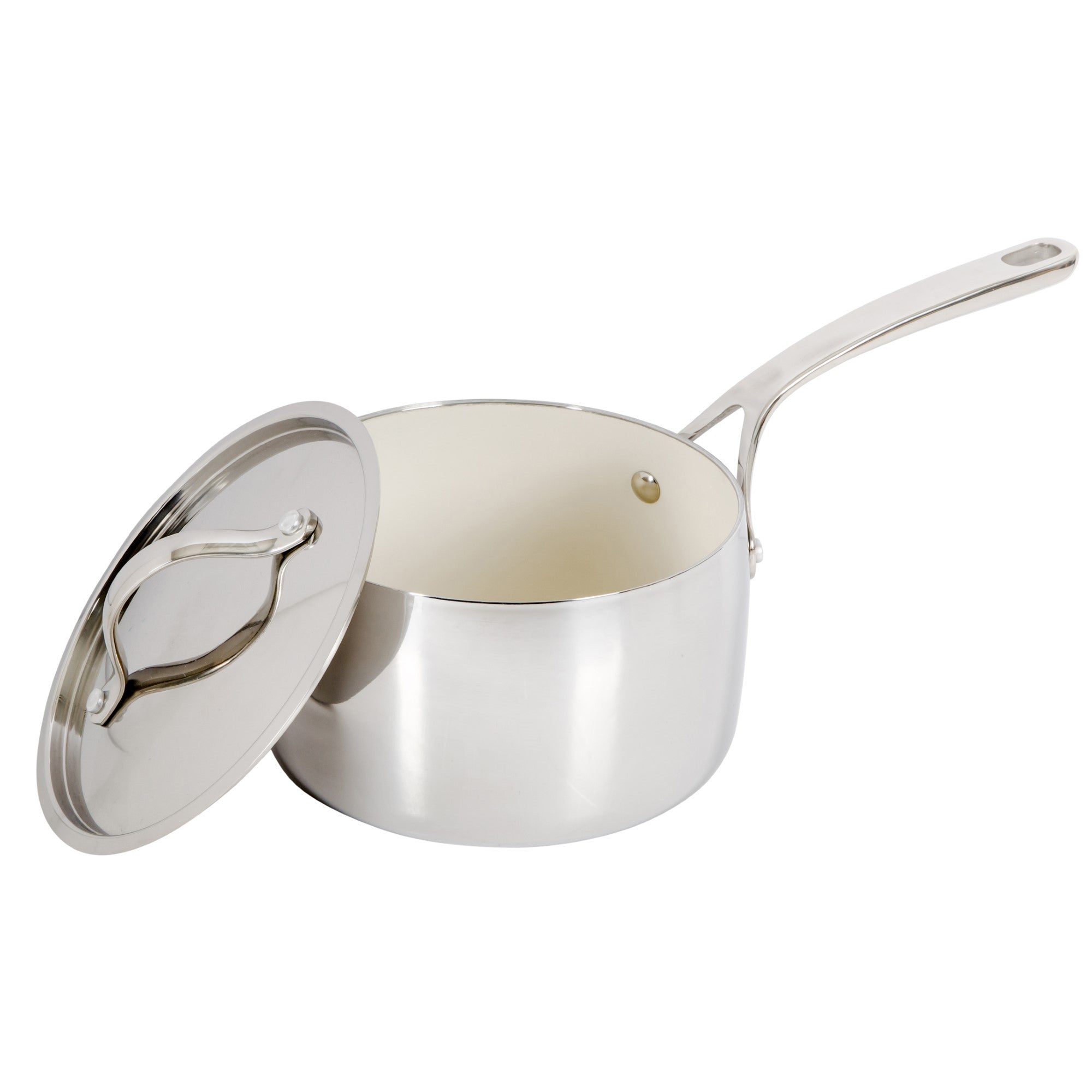 Bloomhouse 3-QT Triply Stainless Steel Sauce Pan w/ Non-Stick Non-Toxic Pro Ceramic Interior - Image 2