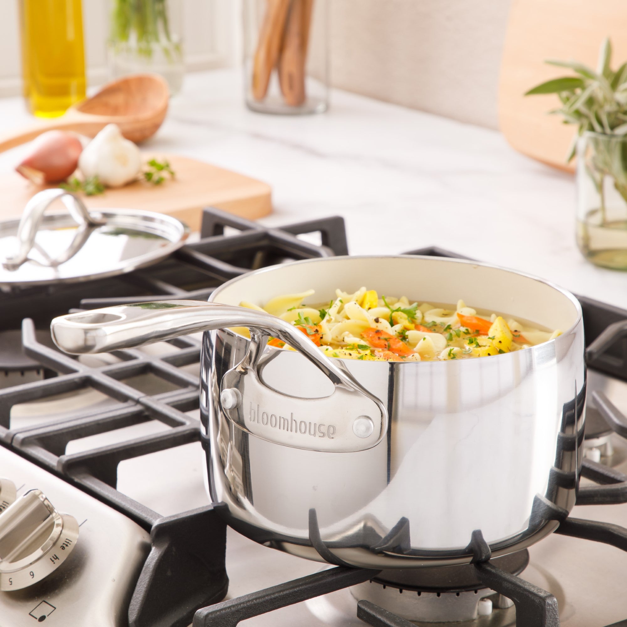 Bloomhouse 3-QT Triply Stainless Steel Sauce Pan w/ Non-Stick Non-Toxic Pro Ceramic Interior - Image 6