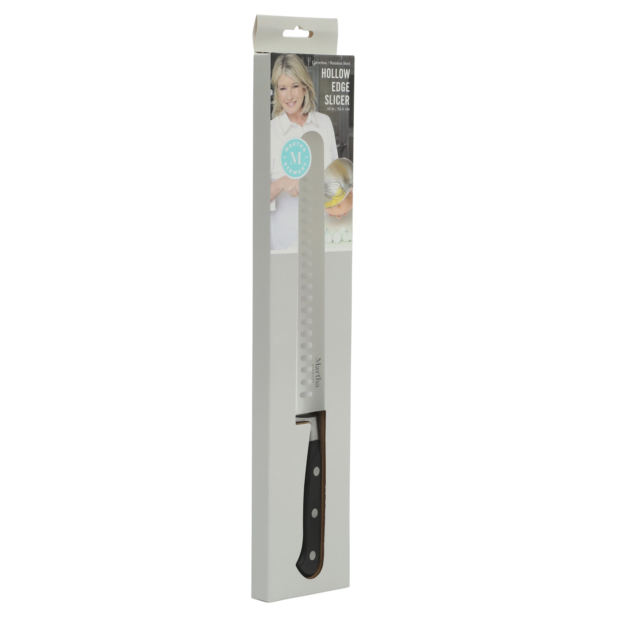 Martha Stewart Carverton 10" Hollow Edge Slicer Knife, High Carbon Stainless Steel Kitchen Knive W/ Black Triple Rivet Handle - Image 2