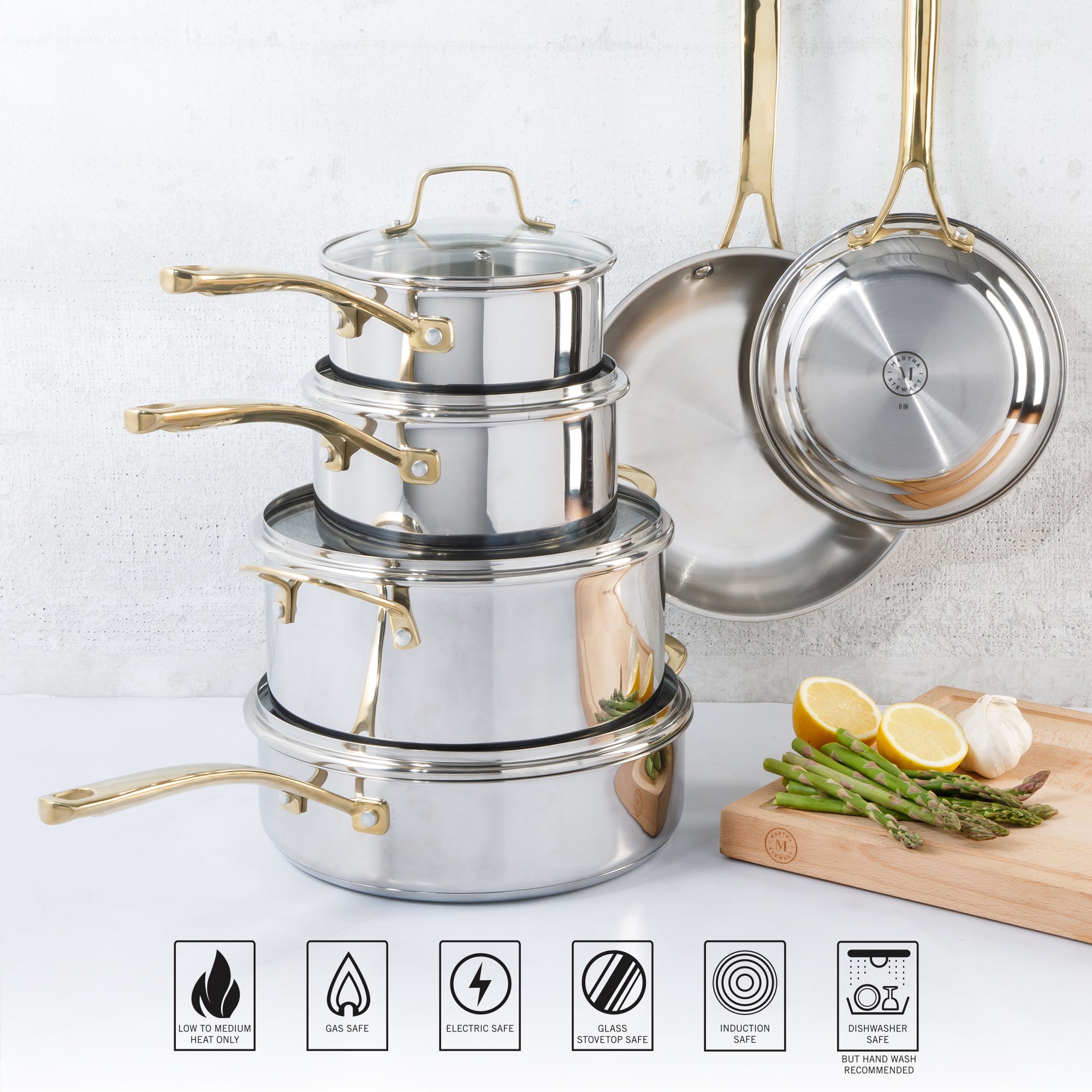 Martha Stewart Castelle 10-Piece Stainless Steel Cookware Set - Image 9