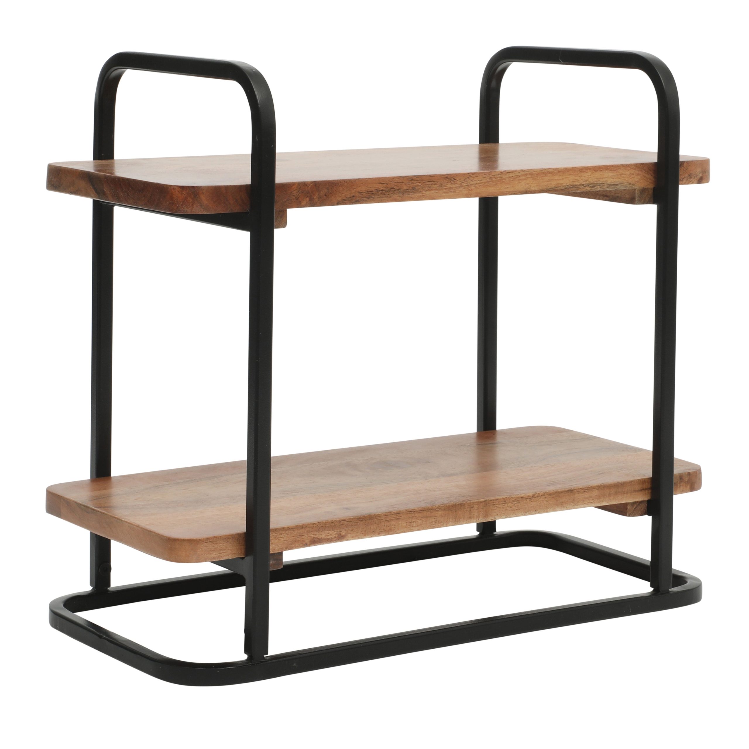 Gibson Home Gracious Dining 2-Tier Wooden Serving Tray with Metal Frame – Acacia Wood Rectangle Charcuterie Board, Cheese Platter, Dessert Display Stand for Buffet, Kitchen, Dining, or Events - Image 5