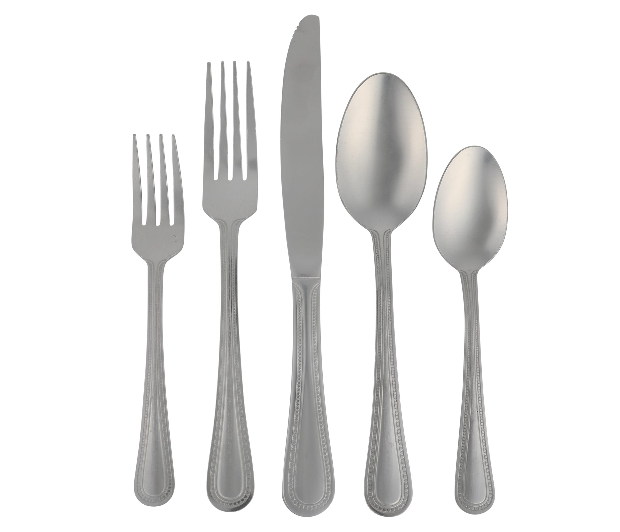 Gibson Home Sinta 87-Piece Stainless Steel Flatware Set with Bead Border Design – Service for 12 Plus Serving Utensils, Polished Silverware, Dishwasher Safe - Image 5