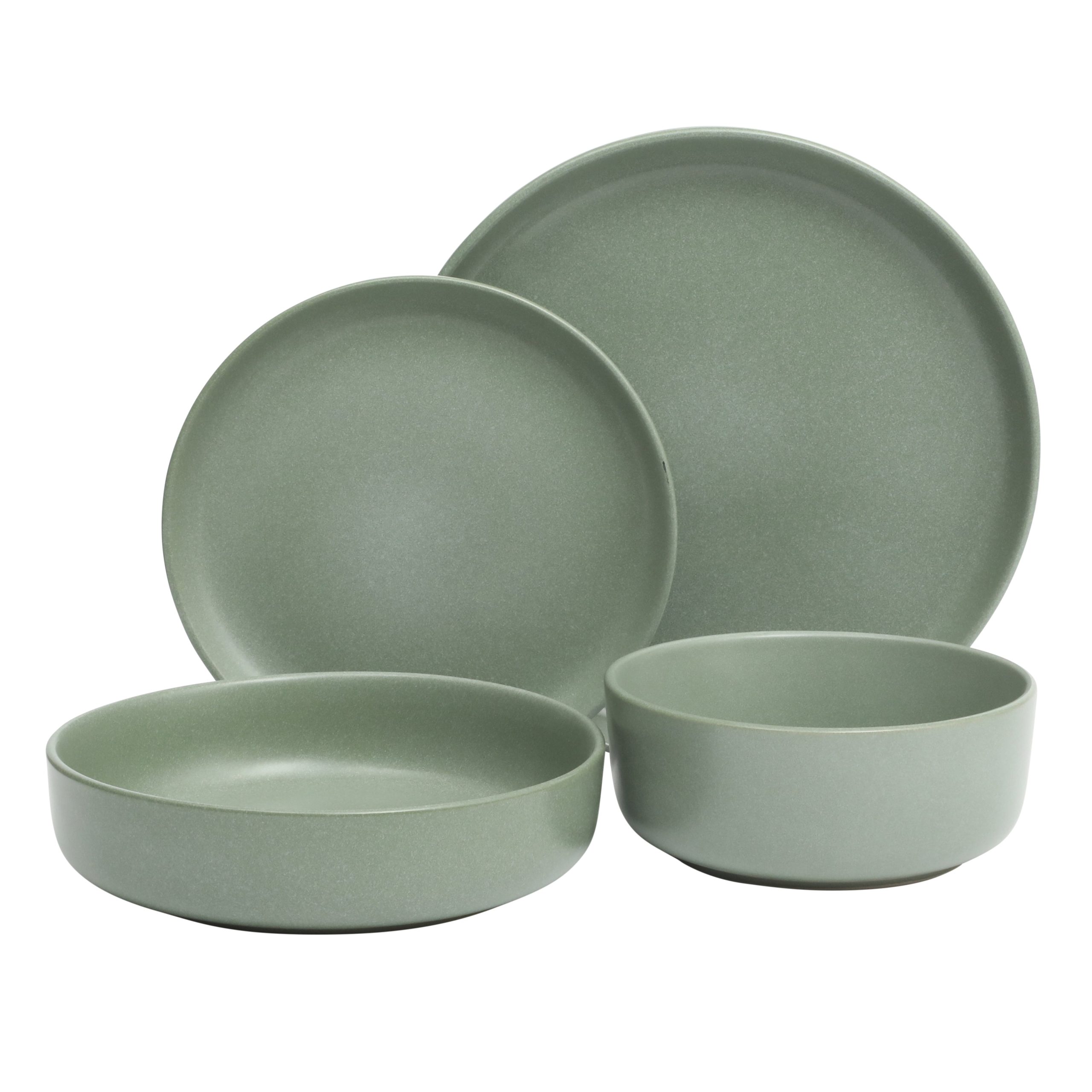 Gibson Elite Pasco 16 Piece (Service for 4) Plates and Bowls Double Bowl Reactive Glaze Dishes Stoneware Ceramic Dinnerware Set - Image 7