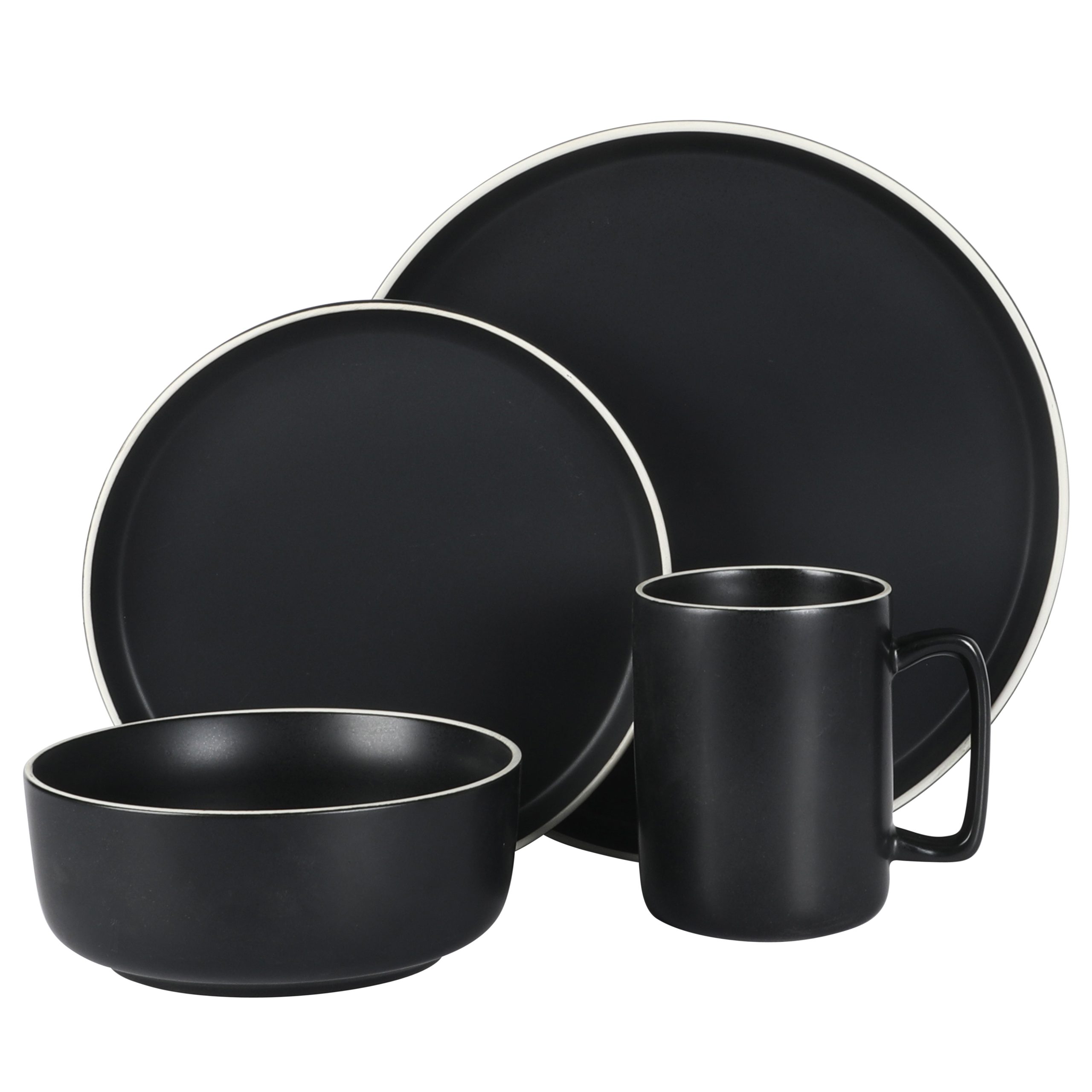 Gibson Home Zuma Nuevo 32 Piece Plates, Bowls, and Mug (Service for 8) Dinnerware Set - Black - Image 6