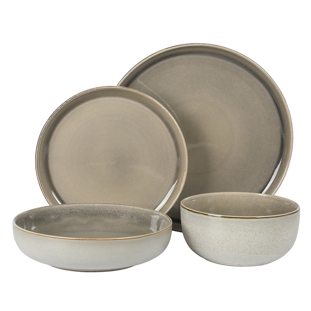 Gibson Elite Sunveil 16 Piece (Service for 4) Plates and Bowls Reactive Glaze Round Dishes Stoneware Ceramic Dinnerware Set - Image 2