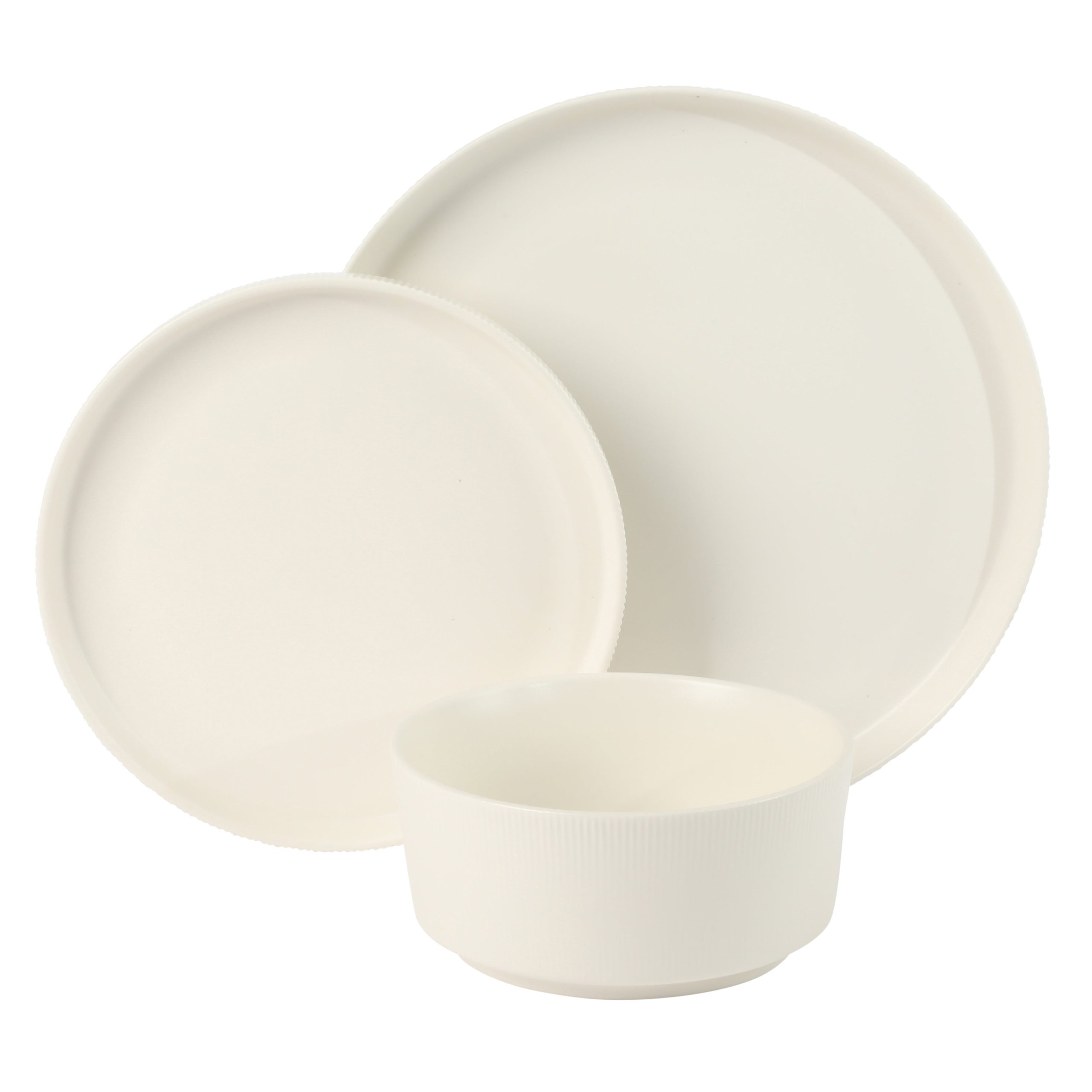 Gibson Home Dempsey Road 12-Piece Stoneware Dinnerware Set – Service for 4, Round Plates and Bowls, Durable Solid Color Modern Embossed Dish Set, Microwave & Dishwasher Safe - Image 6