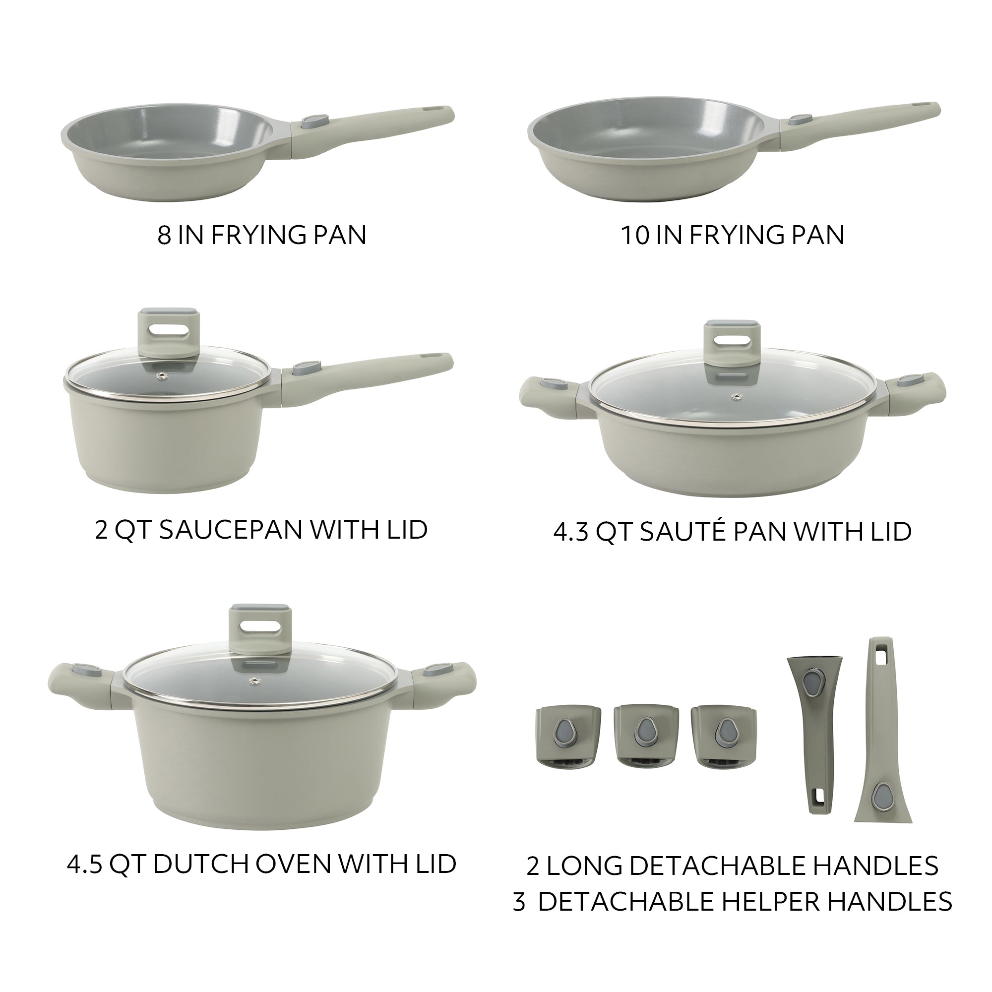 Sur La Table Kitchen Essentials 13 Piece Detachable Handle Pots and Pans Premium PFA Free Premium Ceramic Induction Cookware Set - Image 3