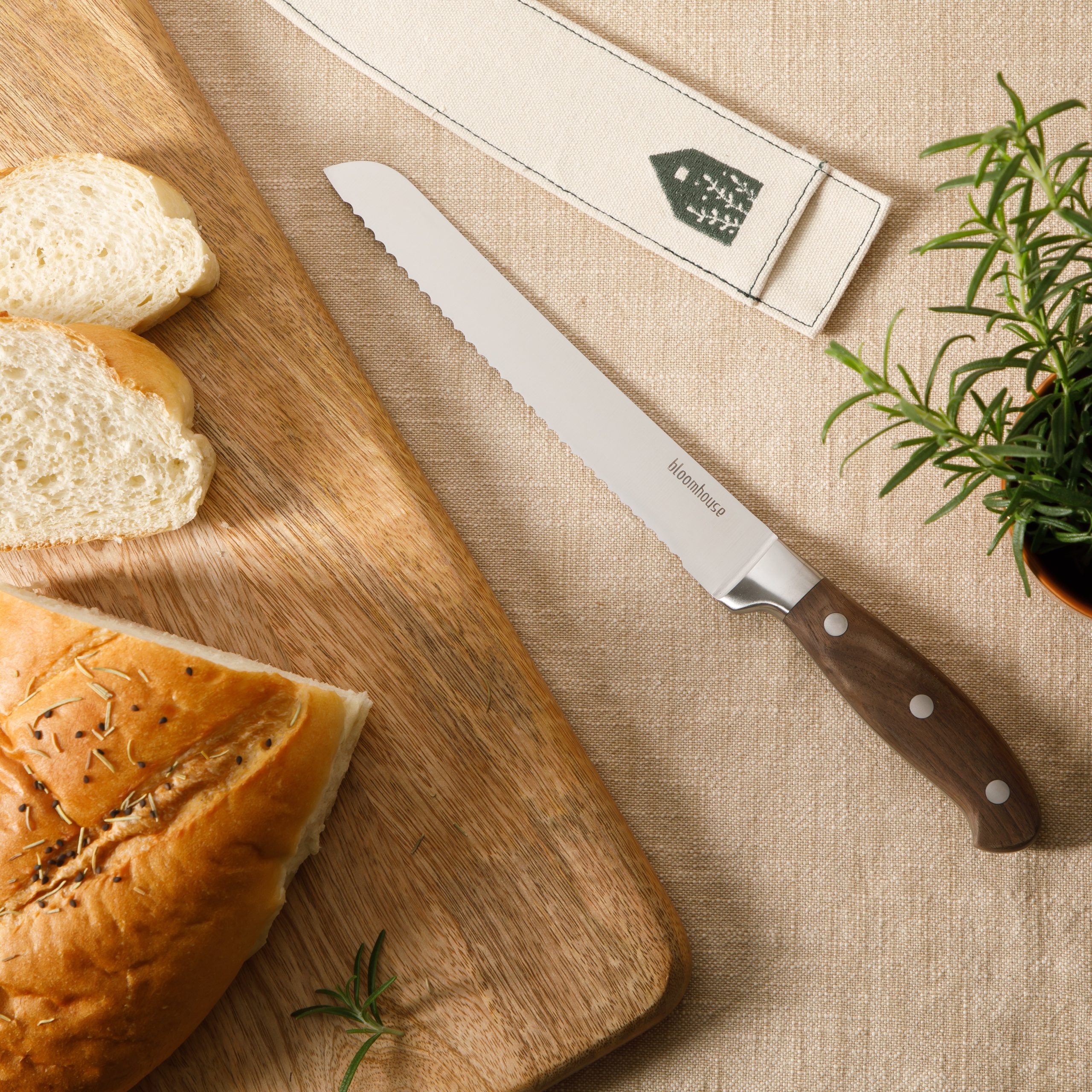 Bloomhouse 8 Inch German Steel Bread Knife W/ Walnut Wood Forged Handle - Image 2