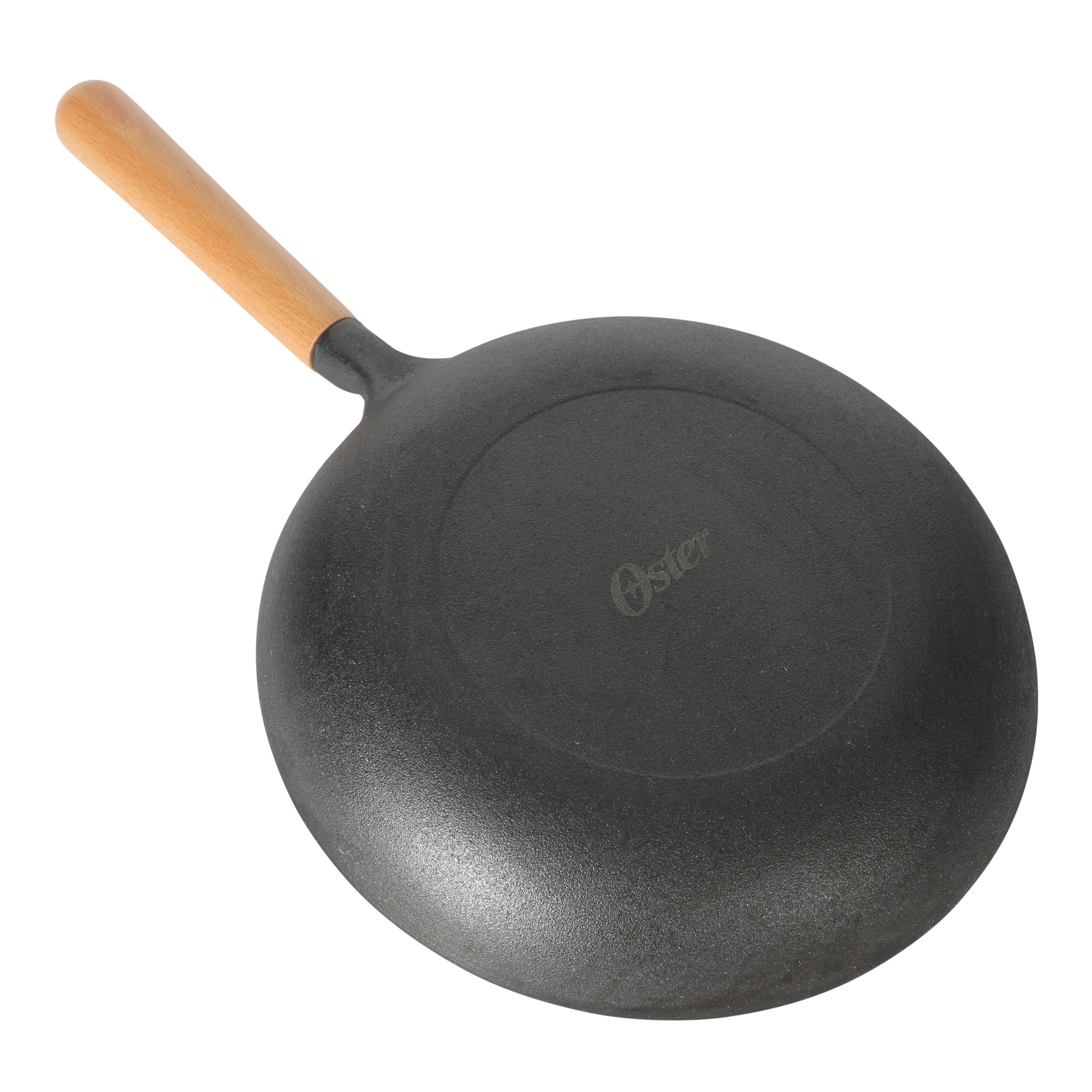 Oster Platinum Flintfield 9.5 Inch Pre-Seasoned Cast Iron Skillet with Wood Handle, Natural Nonstick Lightweight Cast Iron Frying Pan for Searing, Sautéing & Everyday Cooking - Image 6