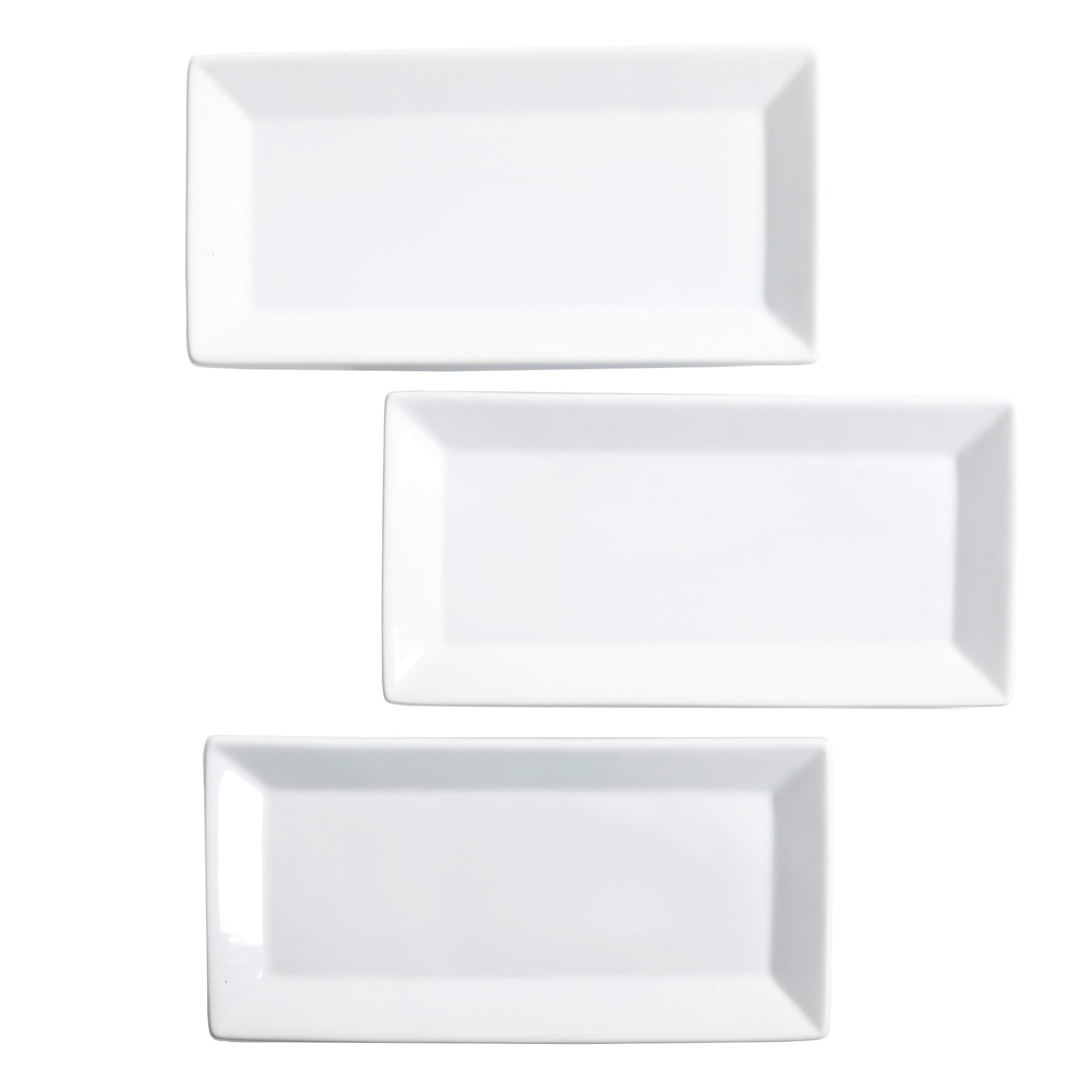 Gibson Home Gracious Dining Dinnerware, 3-Tier Rectangle Plate Serving Set with Gold Metal Stand, White - Image 5