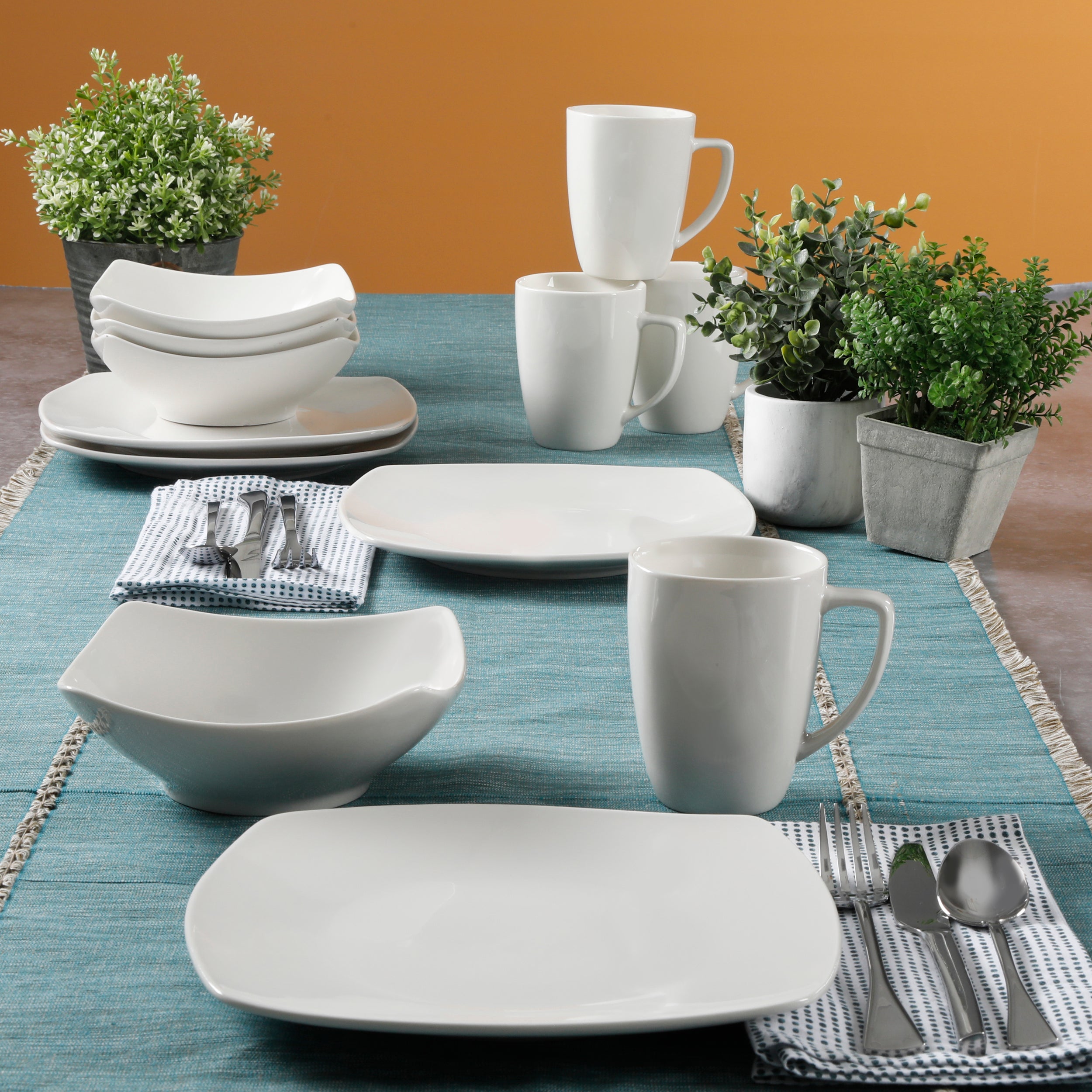 Gibson Home Zen Buffet (Service for 8) 24 Piece Plates and Bowls Porcelain Solid Color Dishes Ceramic Dinnerware Set - White - Image 5