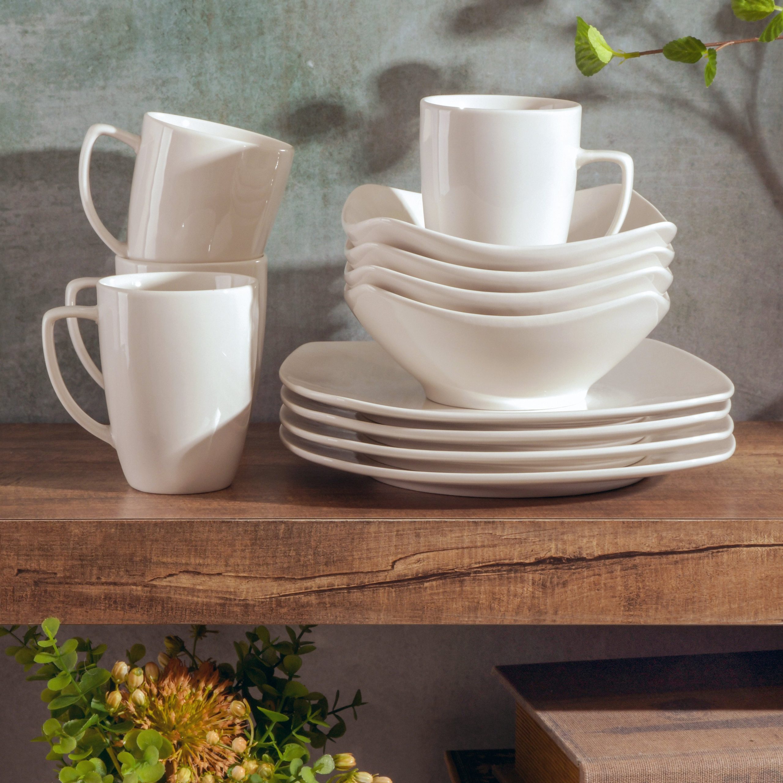 Gibson Home Zen Buffet (Service for 8) 24 Piece Plates and Bowls Porcelain Solid Color Dishes Ceramic Dinnerware Set - White - Image 7