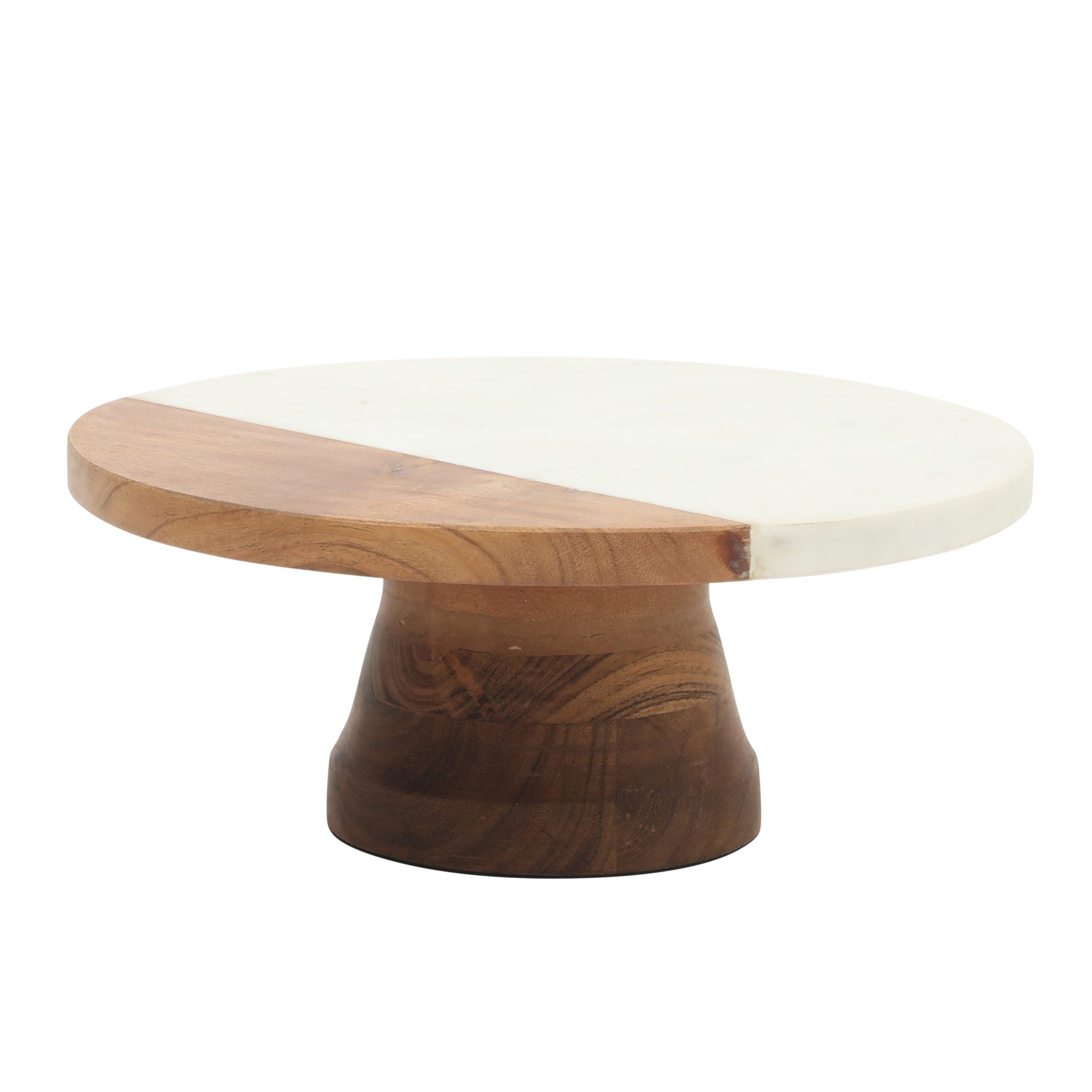 Gibson Elite Ridgehaven 10" Marble & Wood Cake Stand, Serving Platter, Charcuterie Board, and Center Piece Home Décor With Glass Lid - Image 5