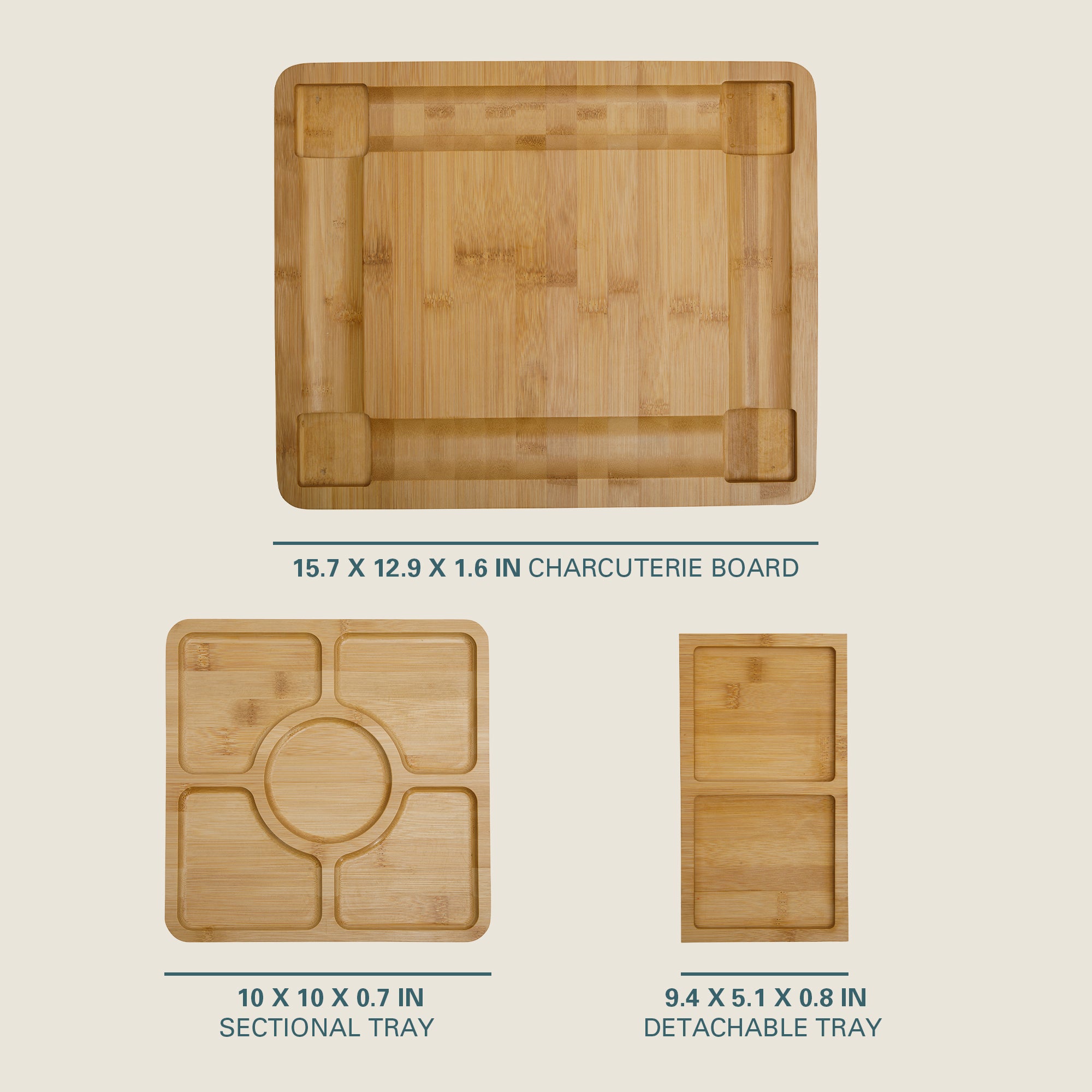 Gibson Home Rustic Inspirations 18-Piece Bamboo Charcuterie Board Set for Serving – Large Cheese & Fruit Tray with Hidden Drawer, Ceramic Bowls, Utensils – Gift for Entertaining, Housewarming, Holidays - Image 3