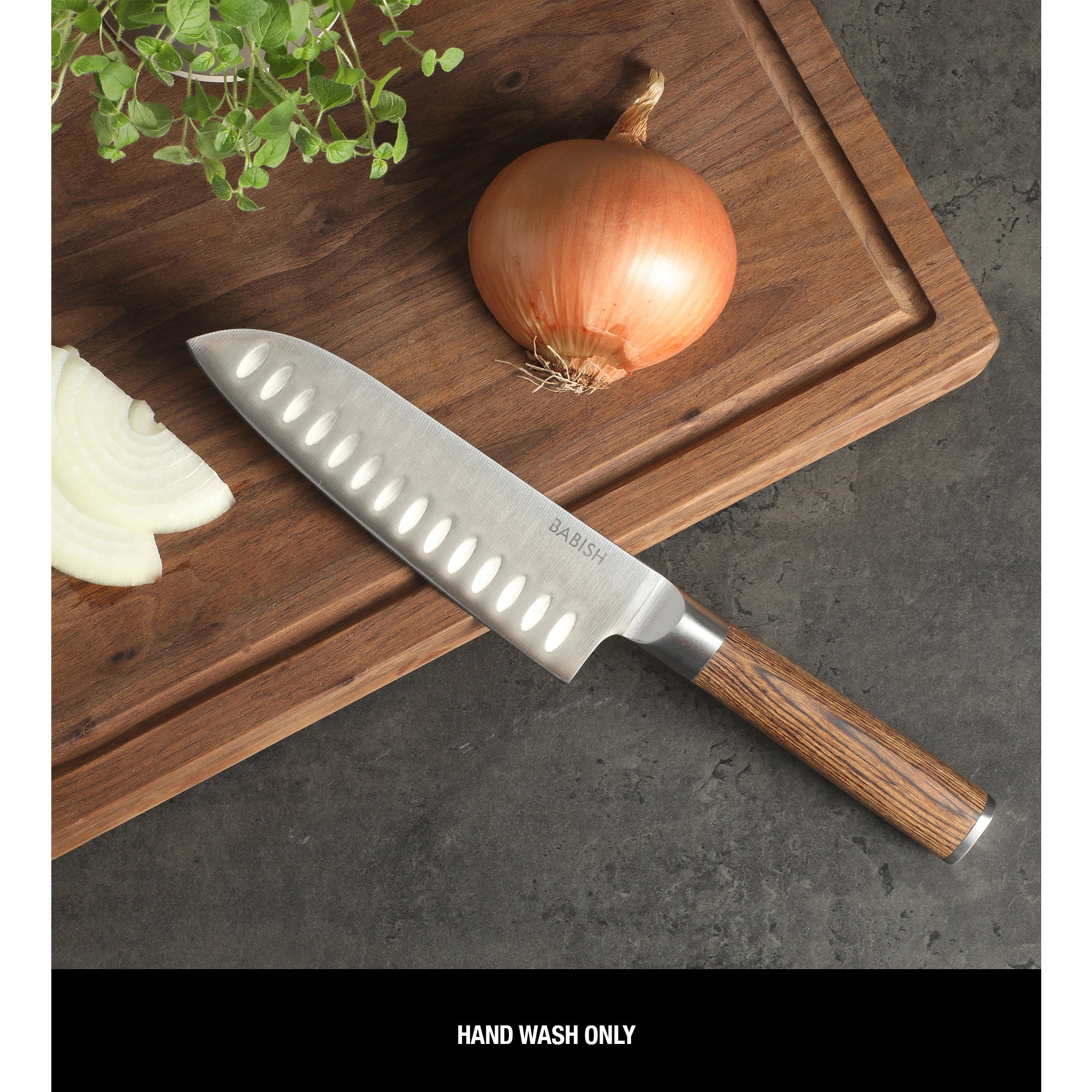 Babish 6.5-Inch Santoku Knife – High-Carbon 1.4116 German Steel Kitchen Knife with Pakka Wood Handle, Full-Tang Razor Sharp Blade for Chopping, Slicing, Dicing & Precision Prep - Image 4